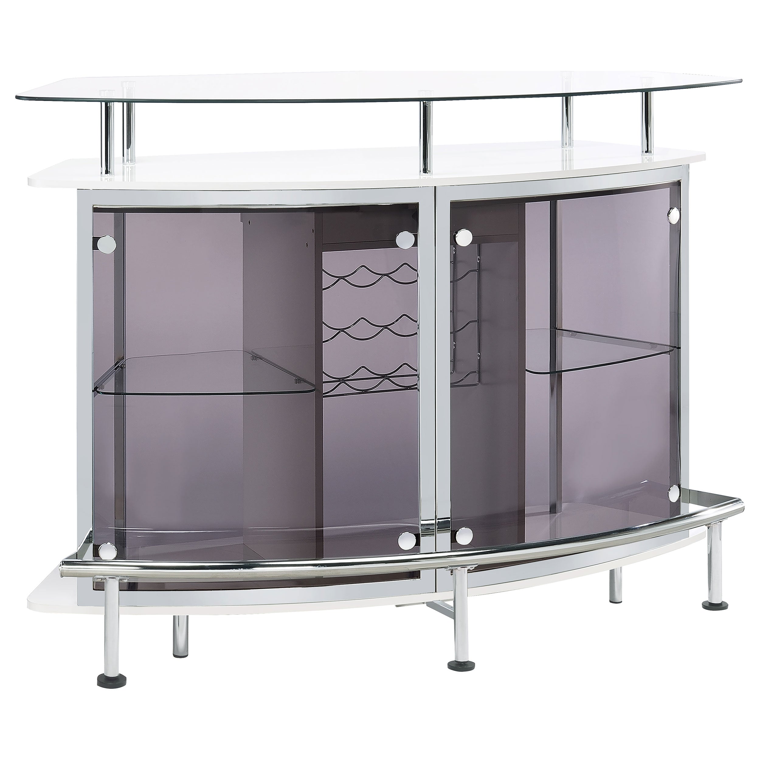 Dar Furniture - Coaster - Gideon Curved Glass Top Home Bar Cabinet White High Gloss - 182235