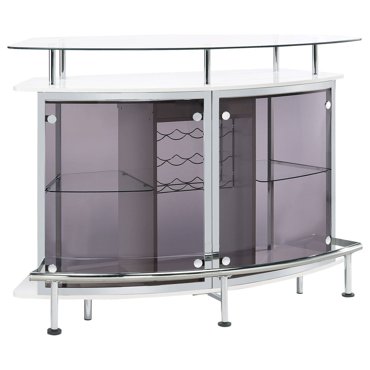 Dar Furniture - Coaster - Gideon Curved Glass Top Home Bar Cabinet White High Gloss - 182235
