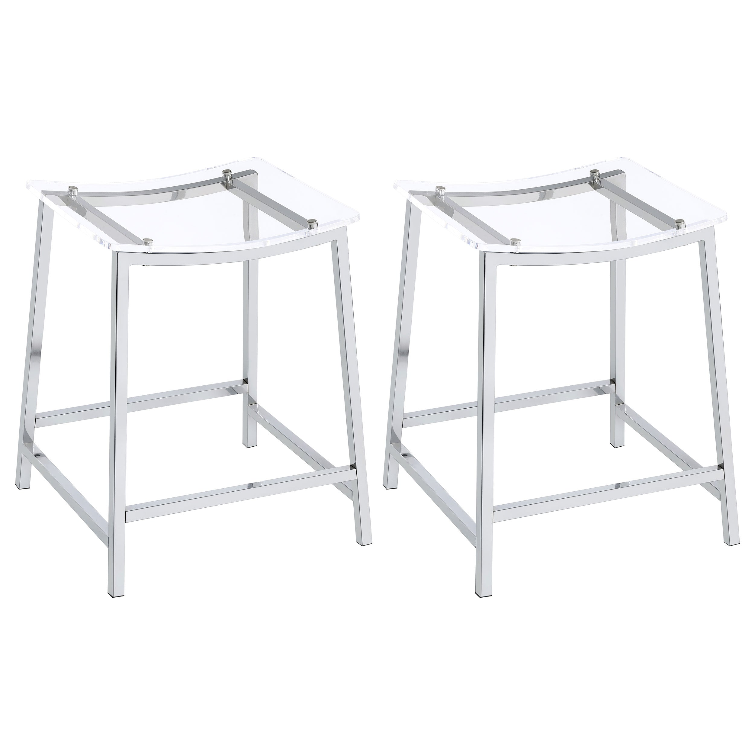 Dar Furniture - Coaster - Jovani Acrylic Backless Counter Stool Chrome (Set of 2) - 182358