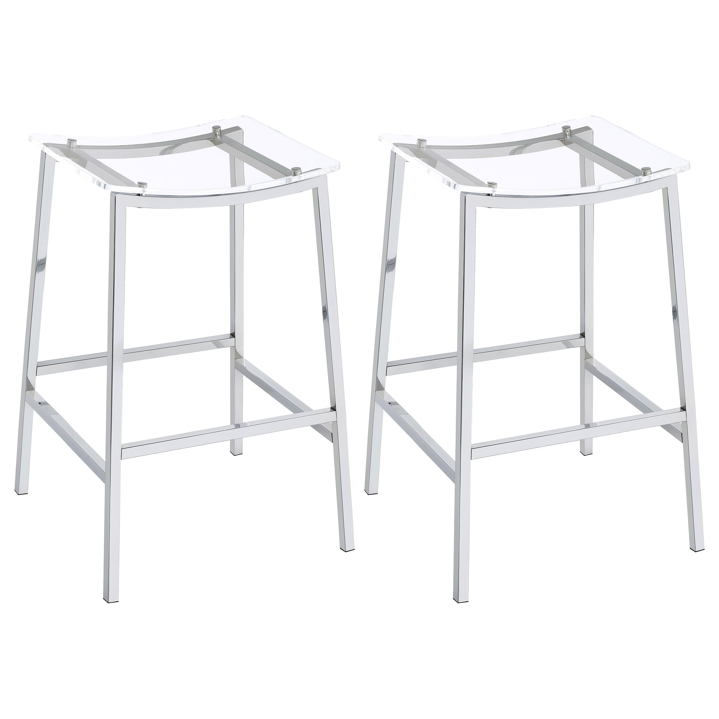 Dar Furniture - Coaster - Jovani Acrylic Backless Bar Stool Chrome (Set of 2) - 182359