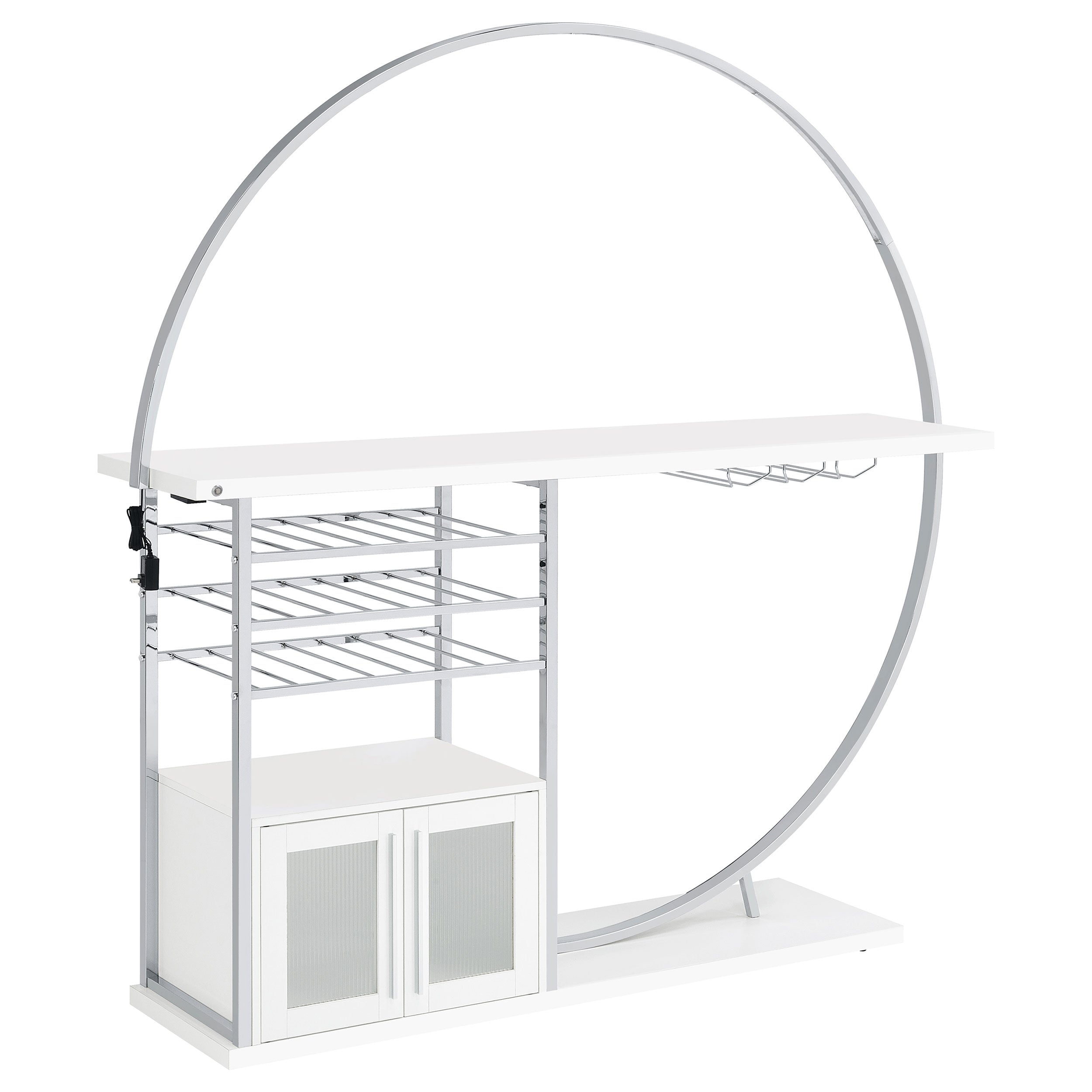 Dar Furniture - Coaster - Risley 2-door Circular LED Wine Cabinet White High Gloss - 182798