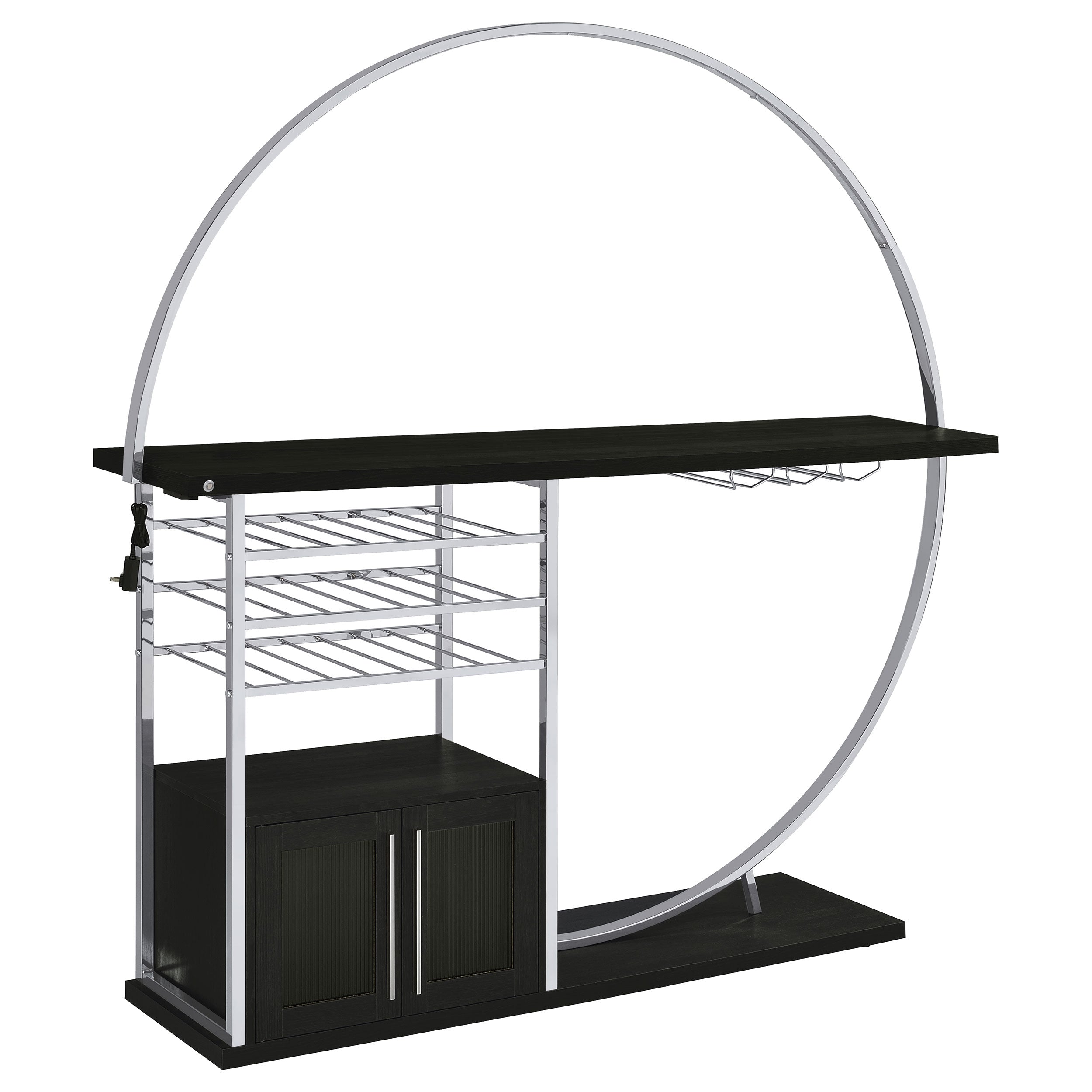 Dar Furniture - Coaster - Risley 2-door Circular LED Wine Cabinet Dark Charcoal - 182799