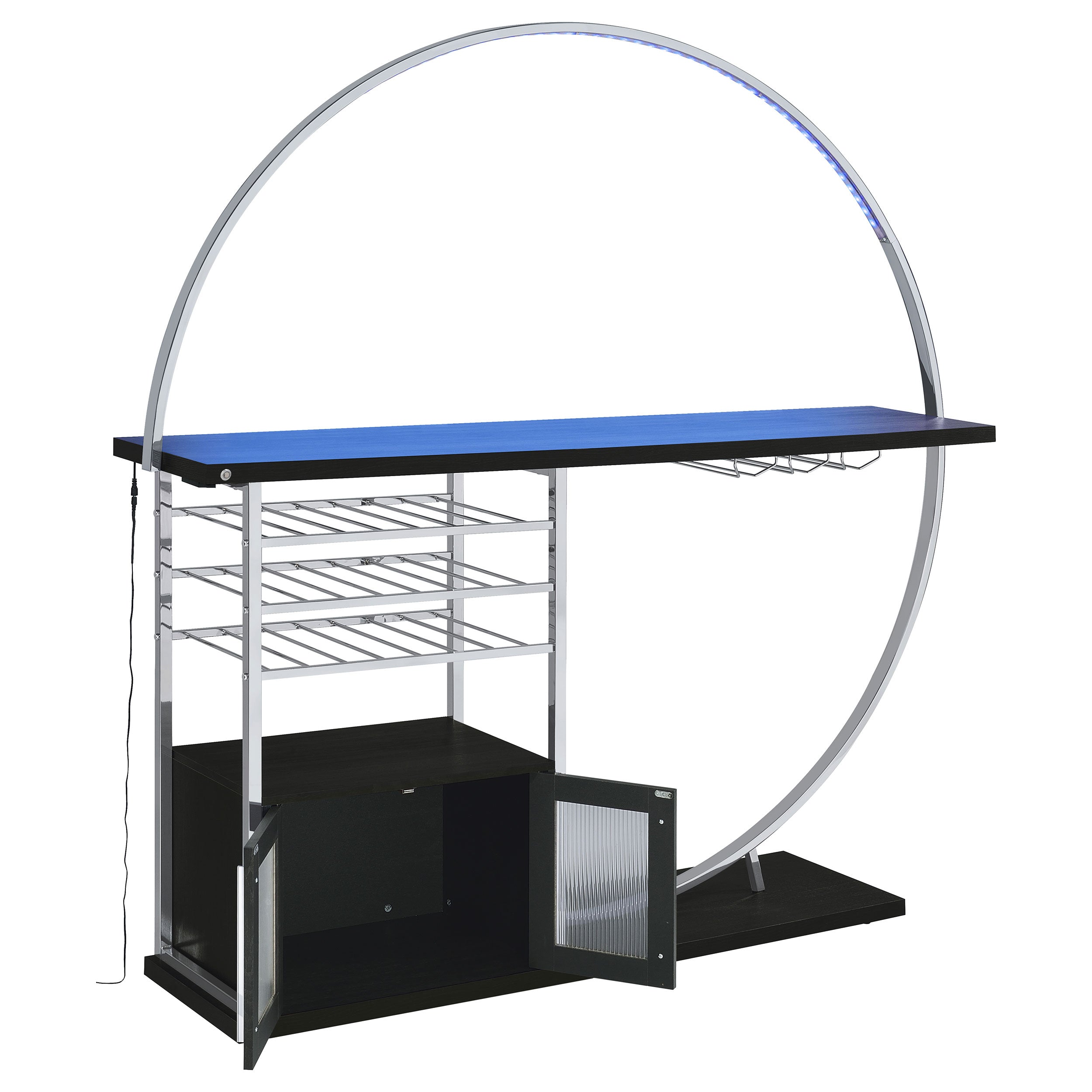 Risley 2-door Circular LED Wine Cabinet Dark Charcoal