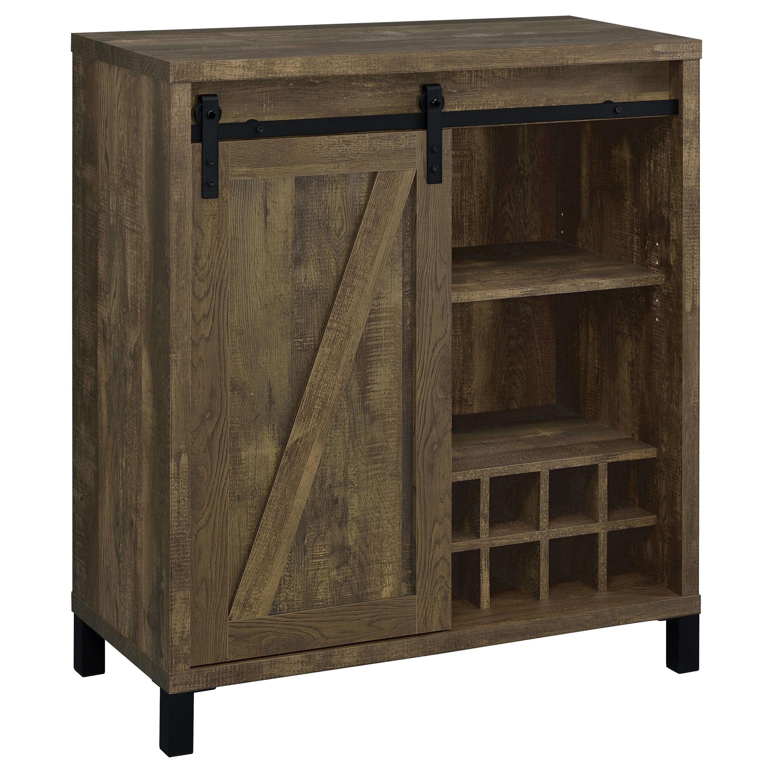 Dar Furniture - Coaster - Arlington Sliding Door Home Bar Wine Cabinet Rustic Oak - 182852