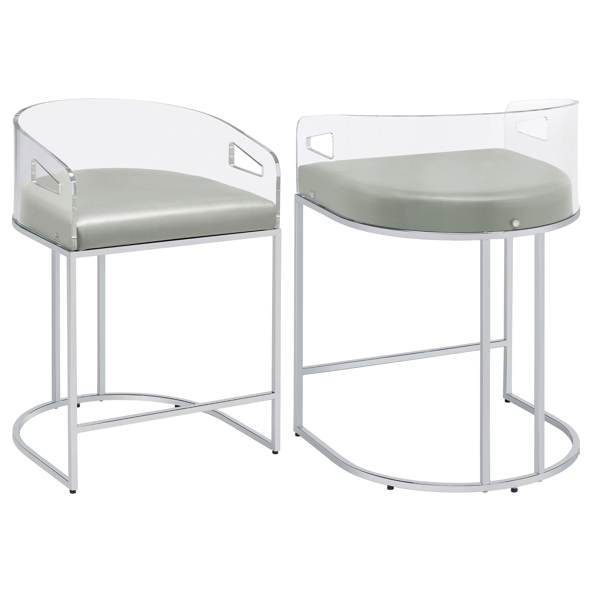 Dar Furniture - Coaster - Thermosolis Clear Acrylic Counter Chair Chrome (Set of 2) - 183405