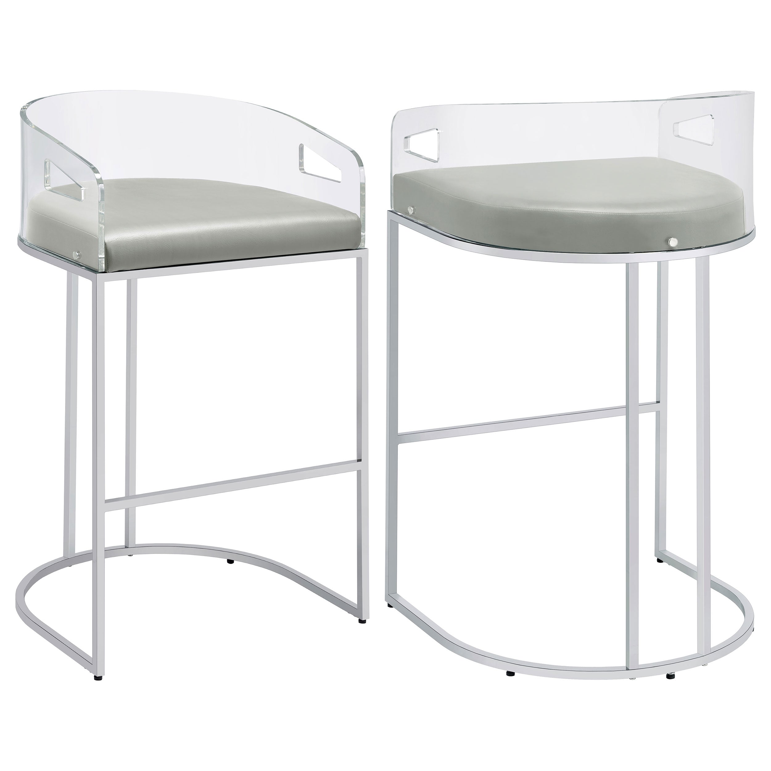 Dar Furniture - Coaster - Thermosolis Clear Acrylic Bar Chair Chrome (Set of 2) - 183406