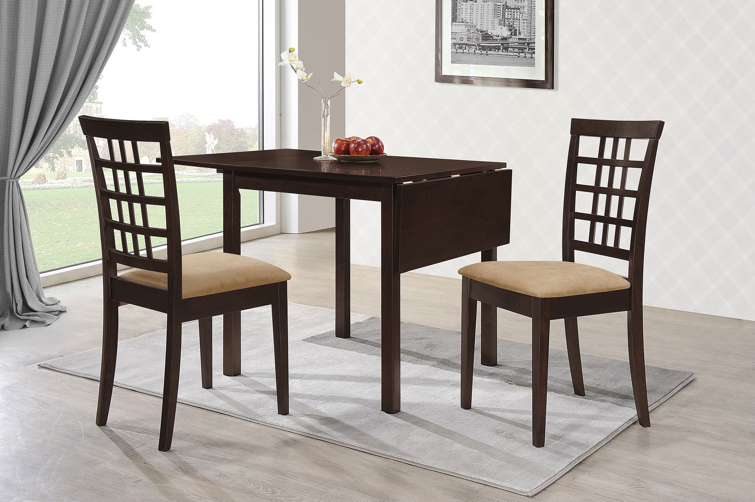Dar Furniture - Coaster - Kelso 3-piece Drop Leaf Dining Table Set Cappuccino and Tan - 190821-S3