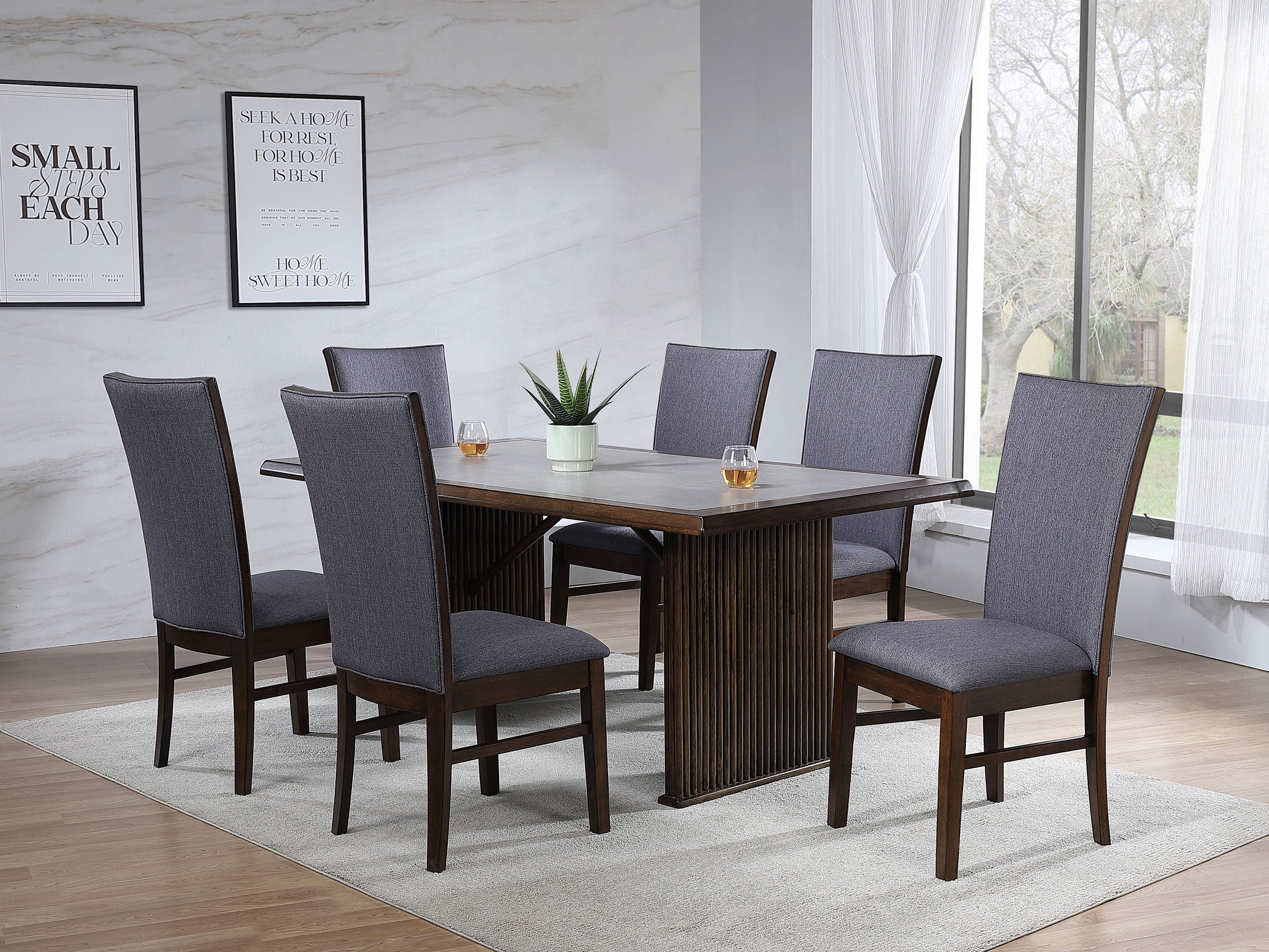 Dar Furniture - Coaster - Sherwood 7-piece Rectangular Dining Table Set Brown - 193591-S7