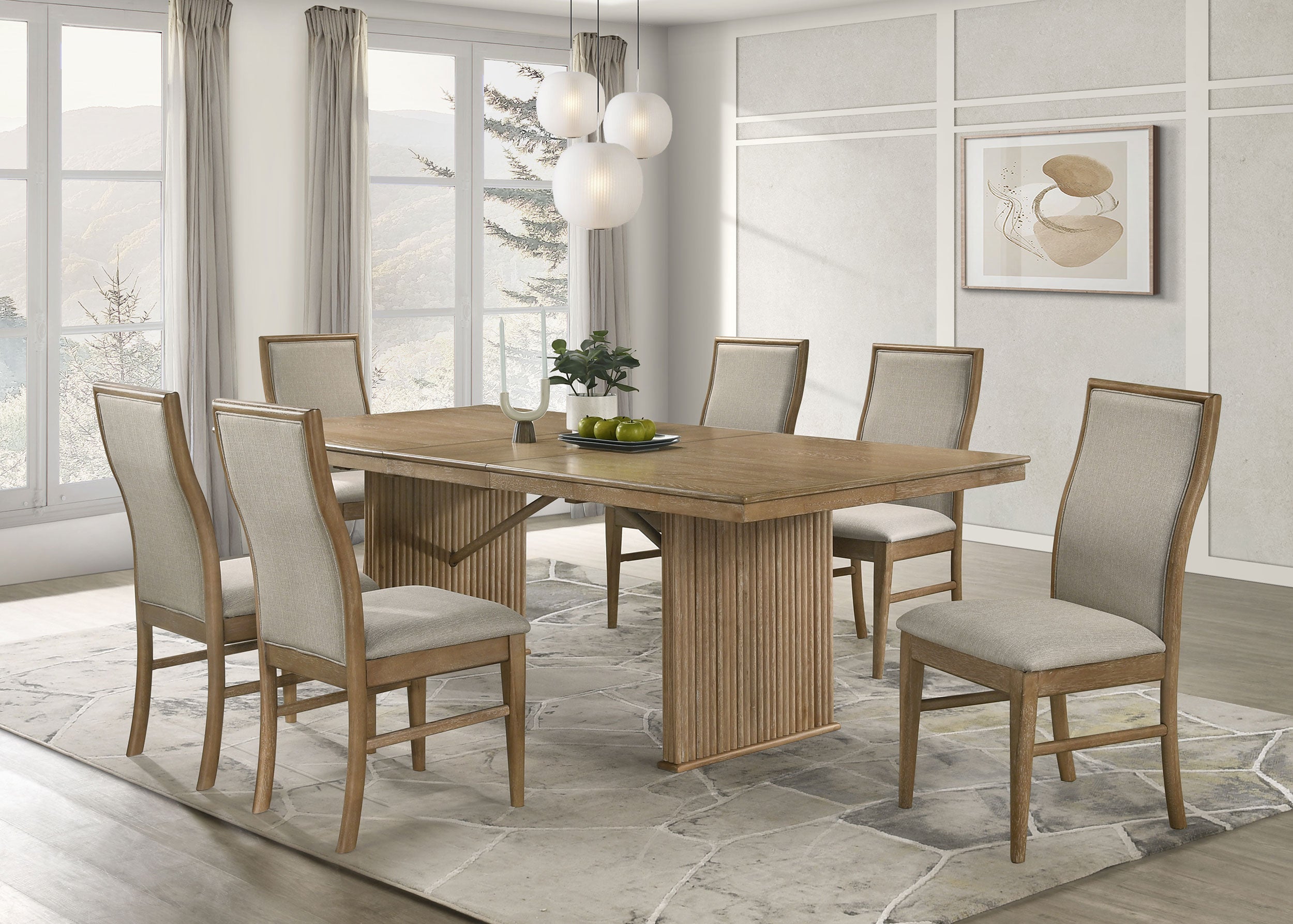 Dar Furniture - Coaster - Adina 7-piece Extension Dining Set Distressed Light Brown - 193611-S7