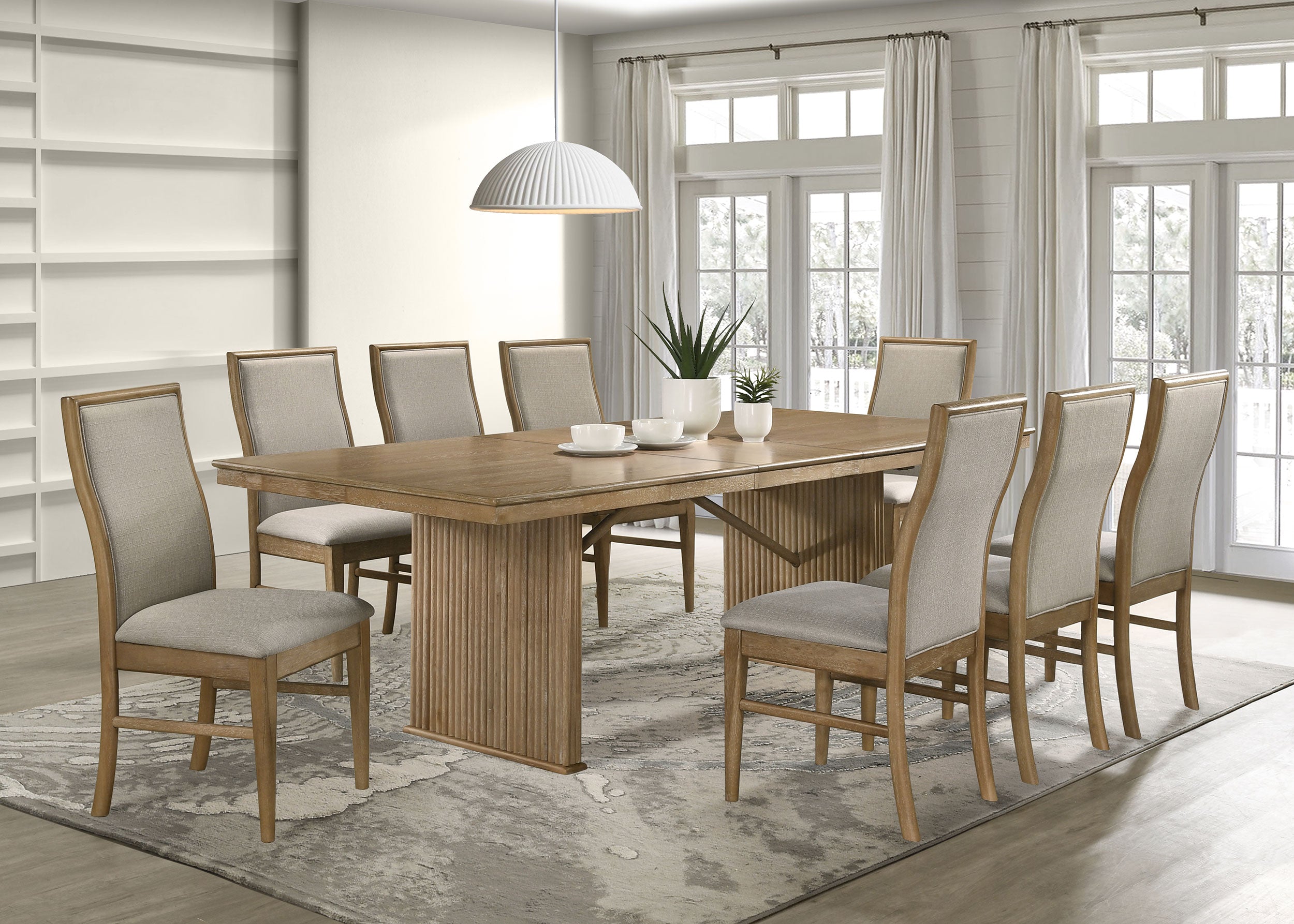 Dar Furniture - Coaster - Adina 9-piece Extension Dining Set Distressed Light Brown - 193611-S9