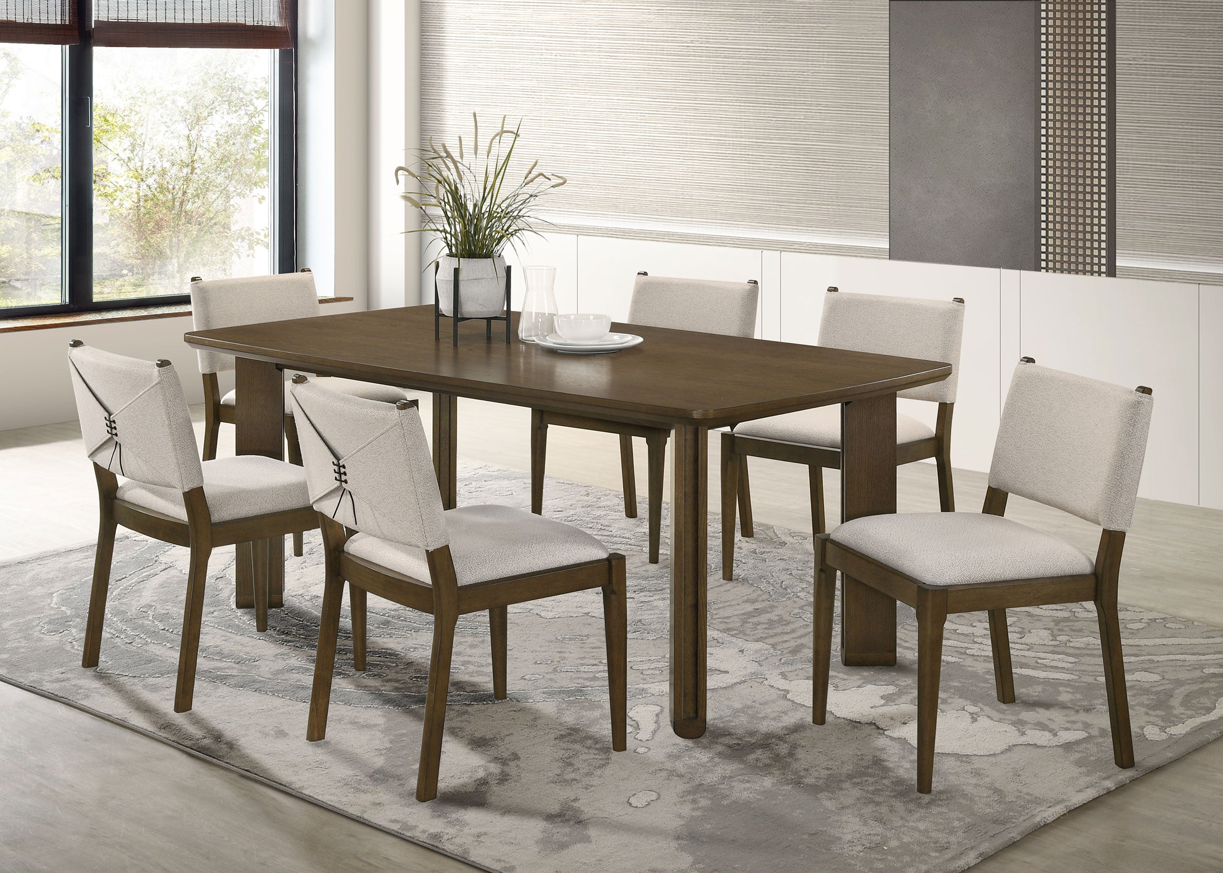 Dar Furniture - Coaster - Ottowa 7-piece Rectangular Wood Dining Room Table Set Brown - 193661-S7