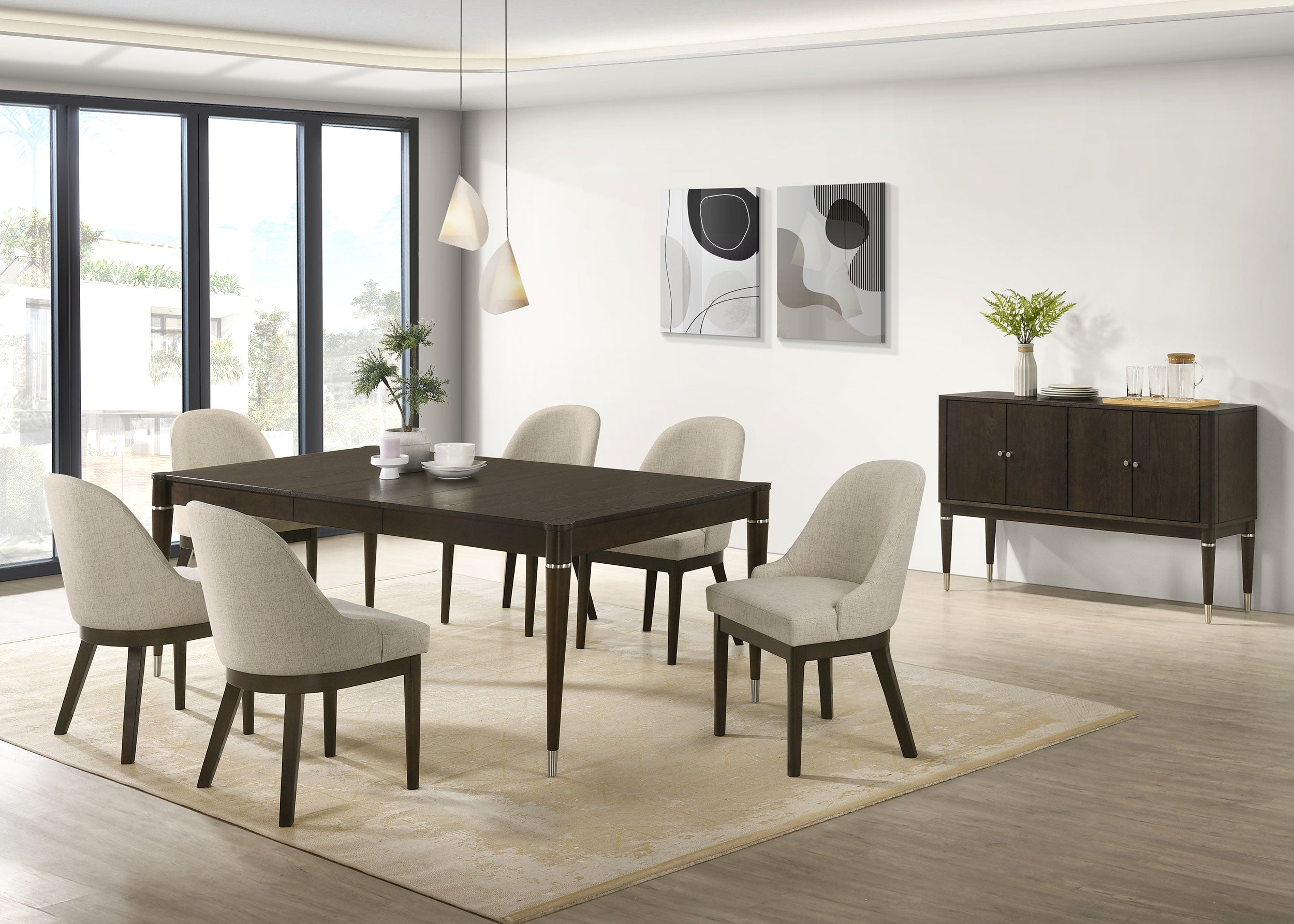 Dar Furniture - Coaster - Reseda 8-piece Dining Set With Sideboard Ash Brown - 193671-S8
