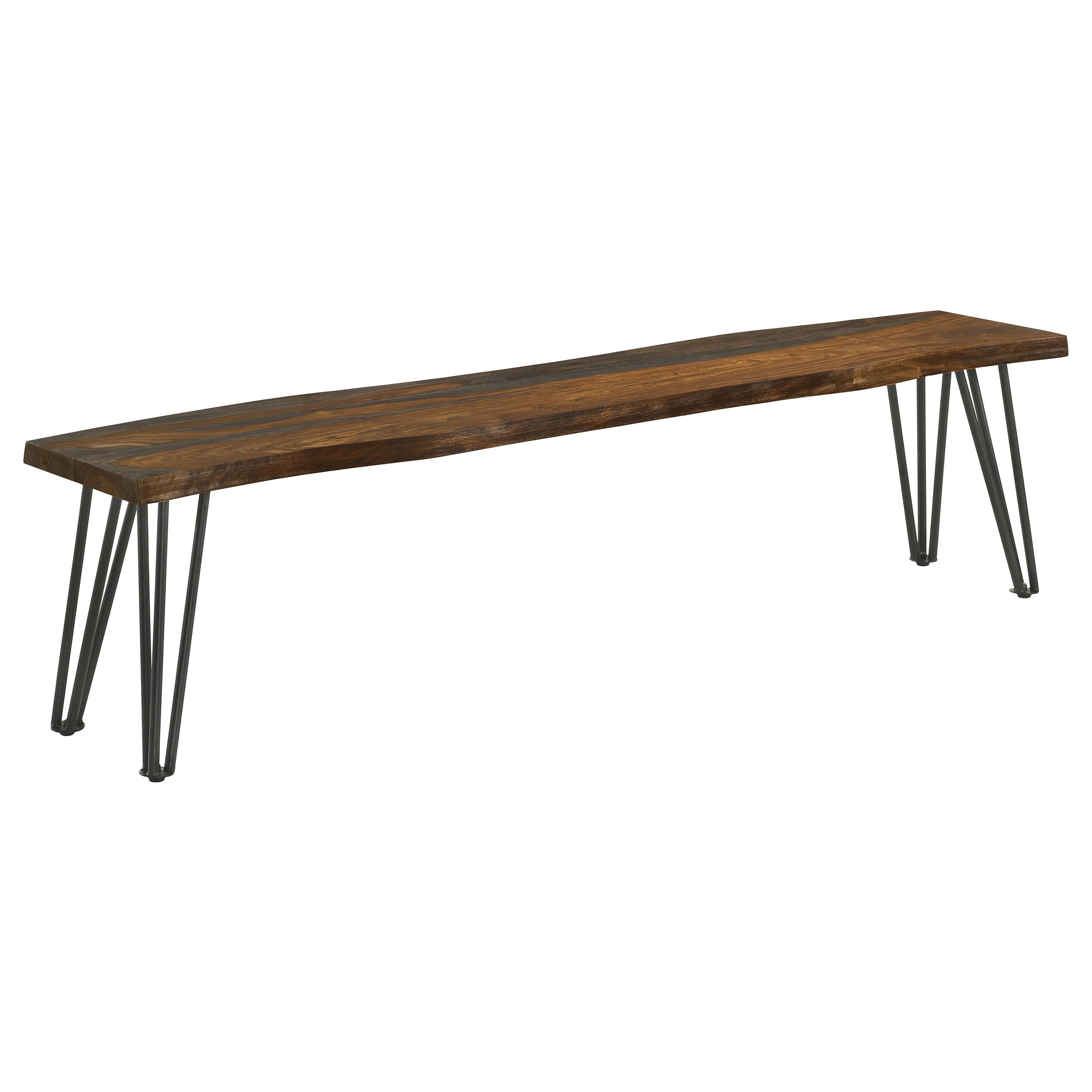 Dar Furniture - Coaster - Neve Live Edge Wood Dining Bench Hairpin Legs Grey Sheesham - 193863