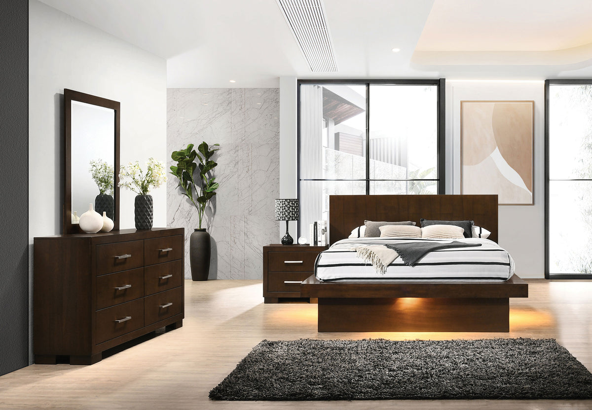 Dar Furniture - Coaster - Jessica 4-piece Eastern King LED Bedroom Set Cappuccino - 200711KE-S4