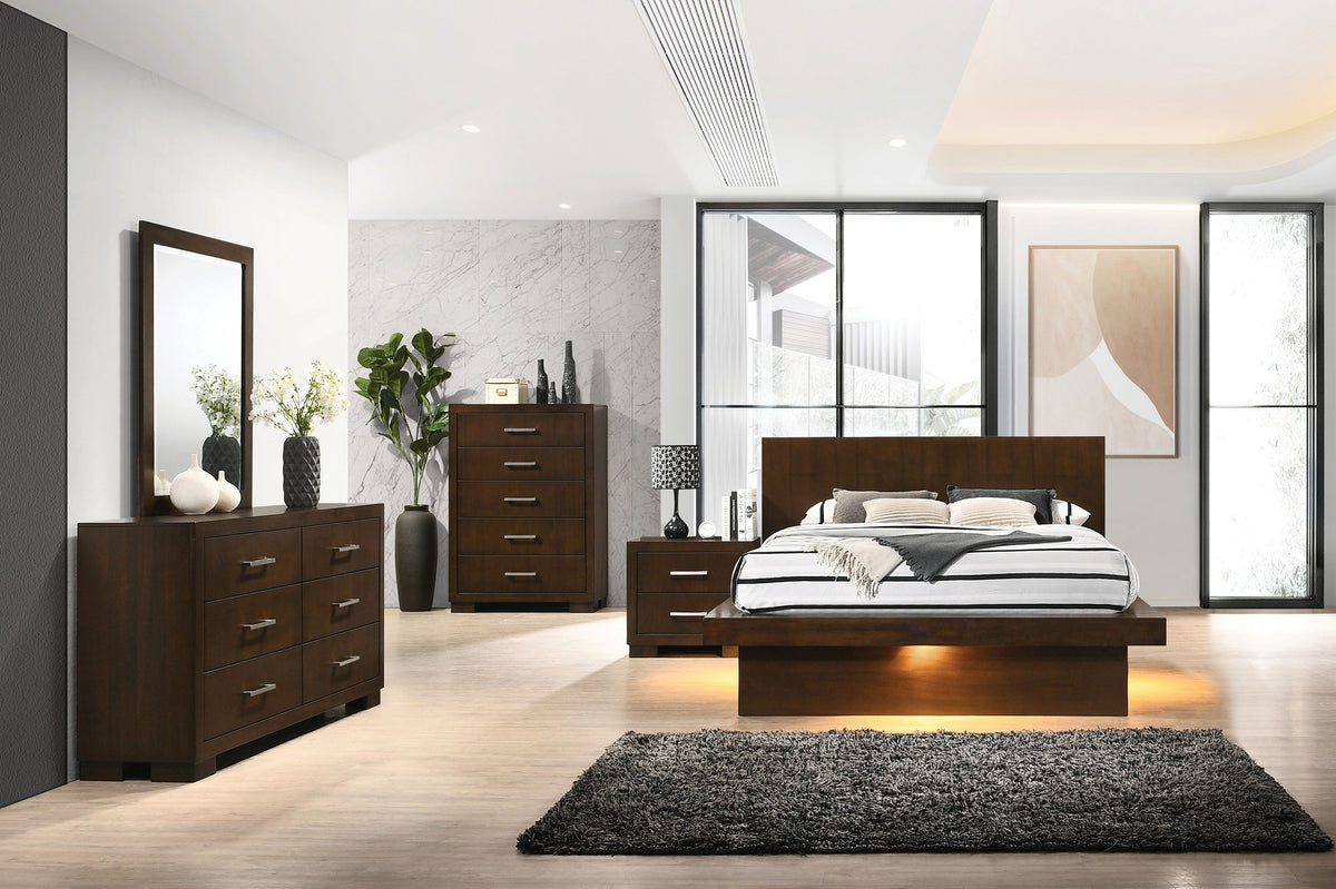 Dar Furniture - Coaster - Jessica 5-piece Queen LED Bedroom Set Cappuccino - 200711Q-S5