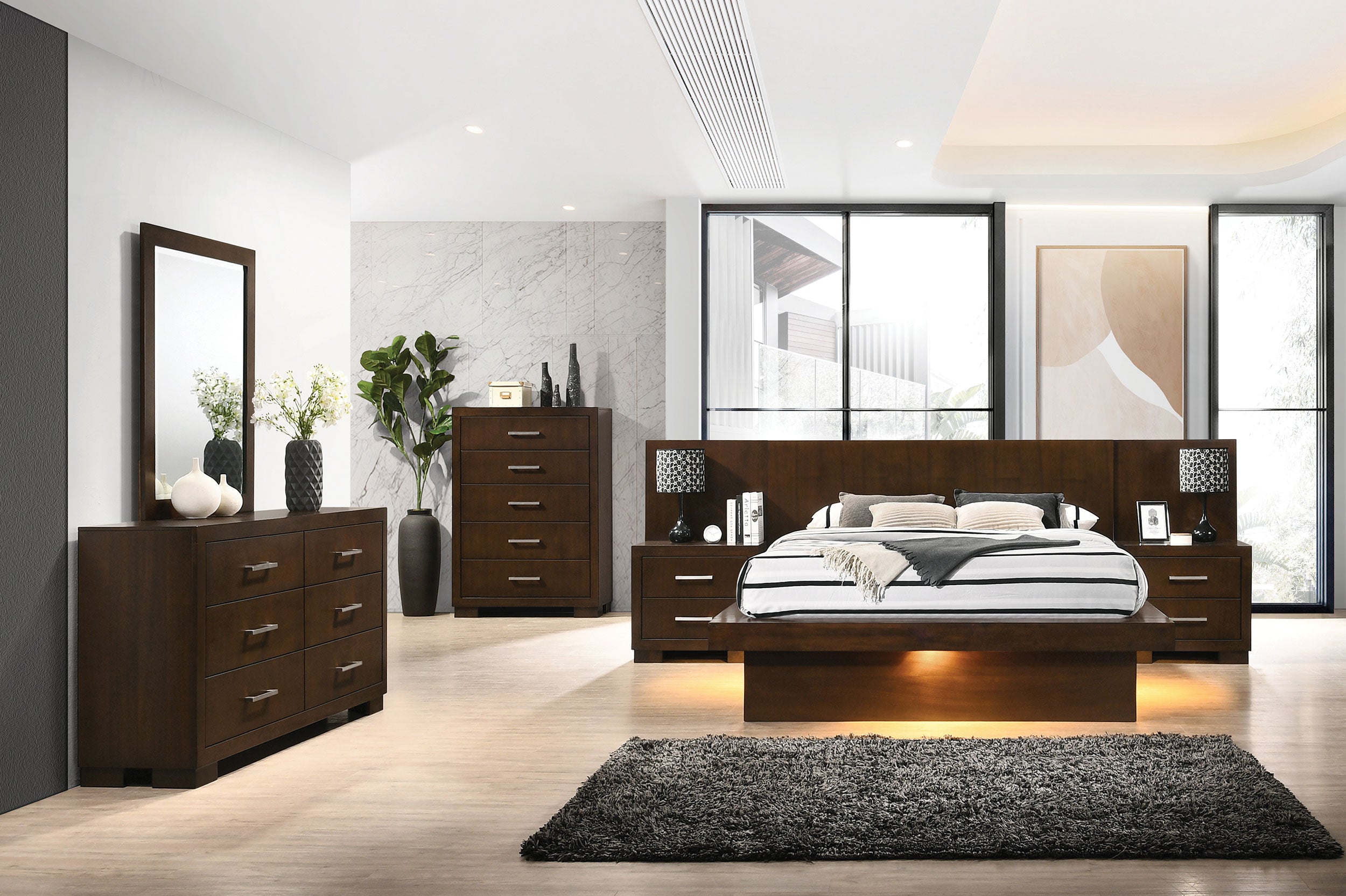 Dar Furniture - Coaster - Jessica 6-piece Queen LED Bedroom Set Cappuccino - 200711Q-S6P
