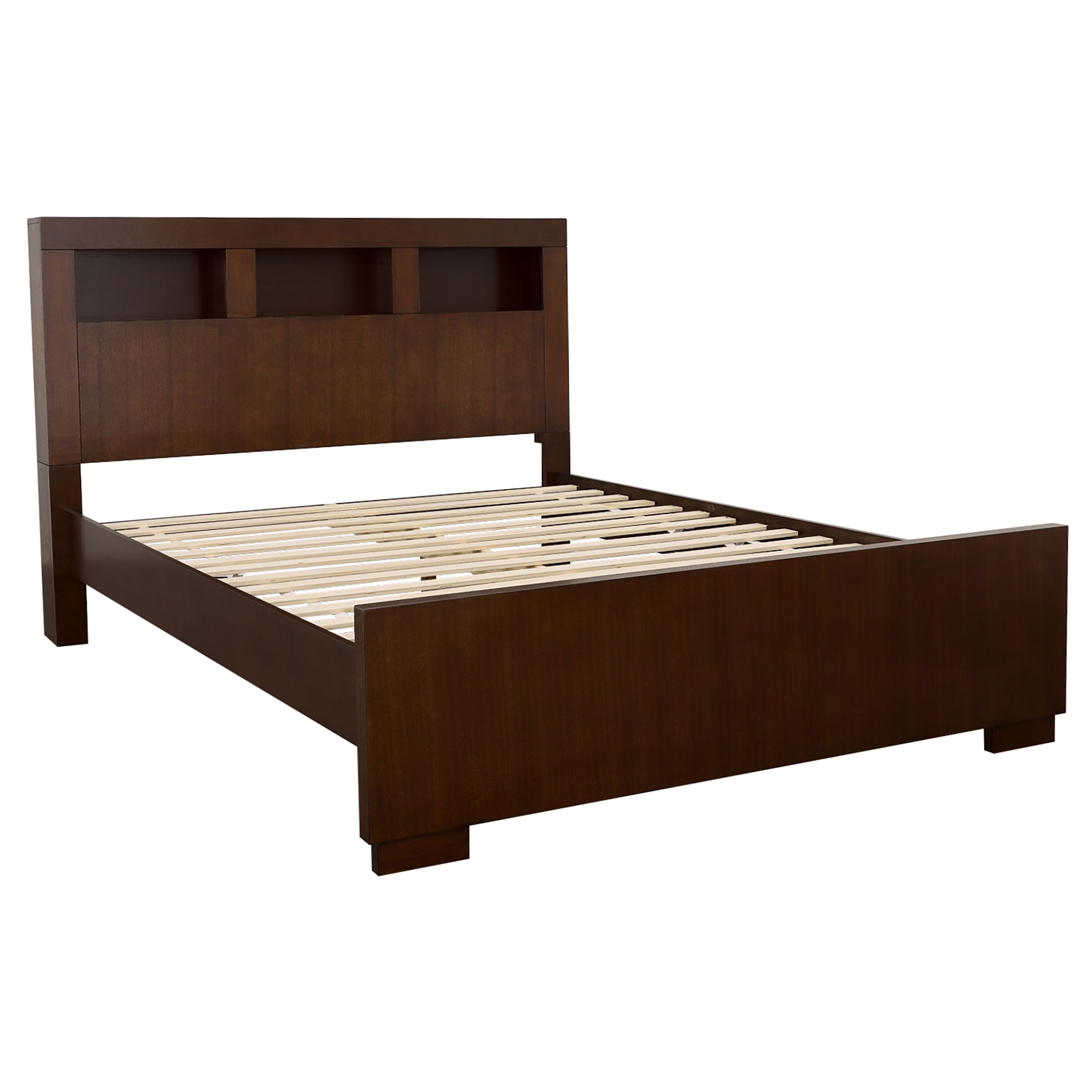 Dar Furniture - Coaster - Jessica Eastern King LED Storage Bookcase Bed Cappuccino - 200719KE
