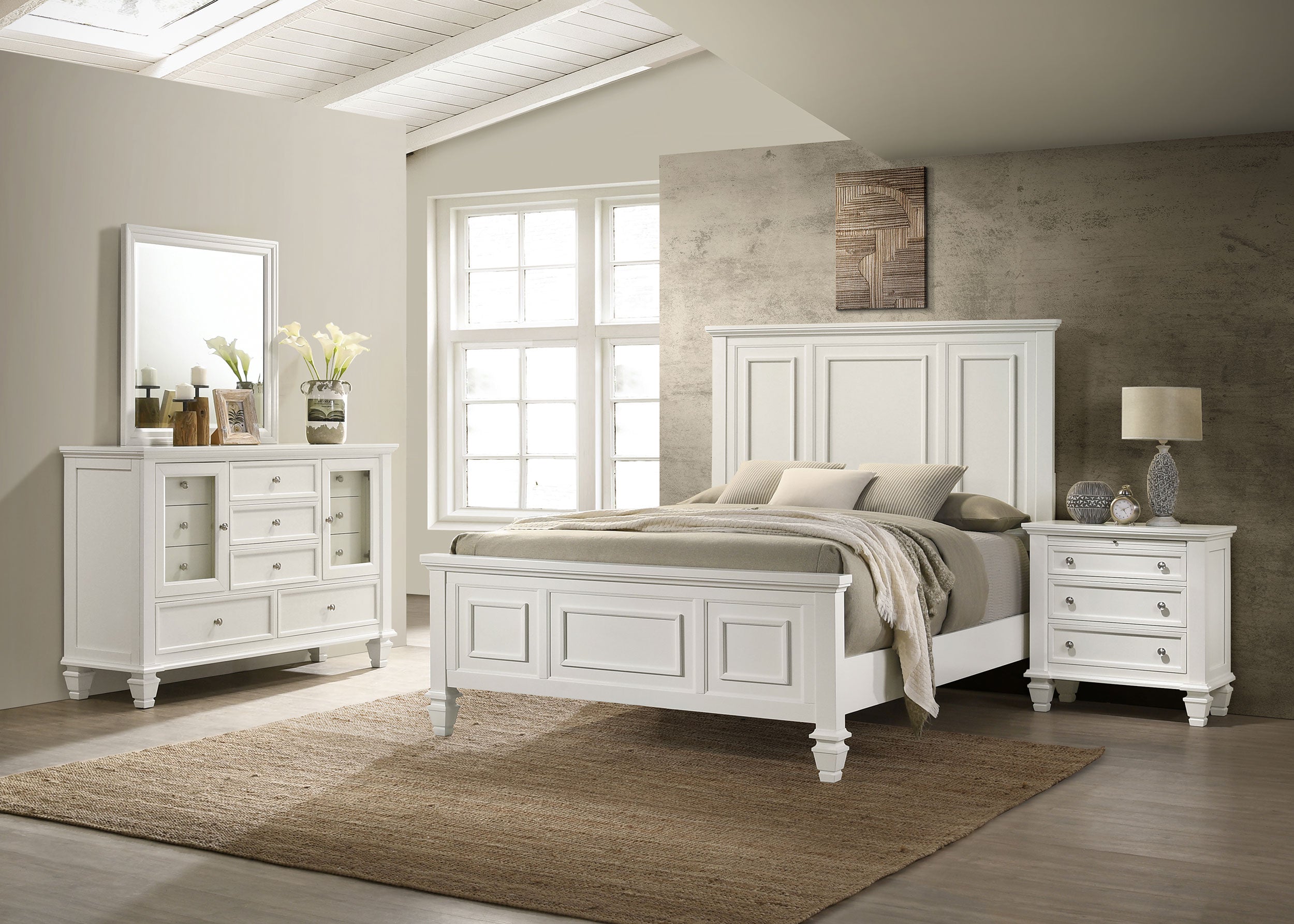 Dar Furniture - Coaster - Sandy Beach 4-piece Eastern King Bedroom Set Cream White - 201301KEN-S4