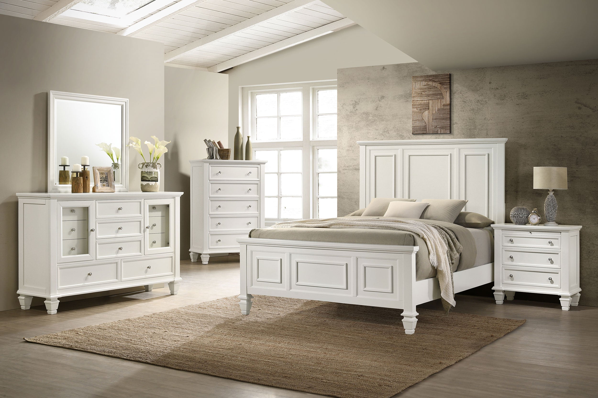Dar Furniture - Coaster - Sandy Beach 5-piece Eastern King Bedroom Set Cream White - 201301KEN-S5