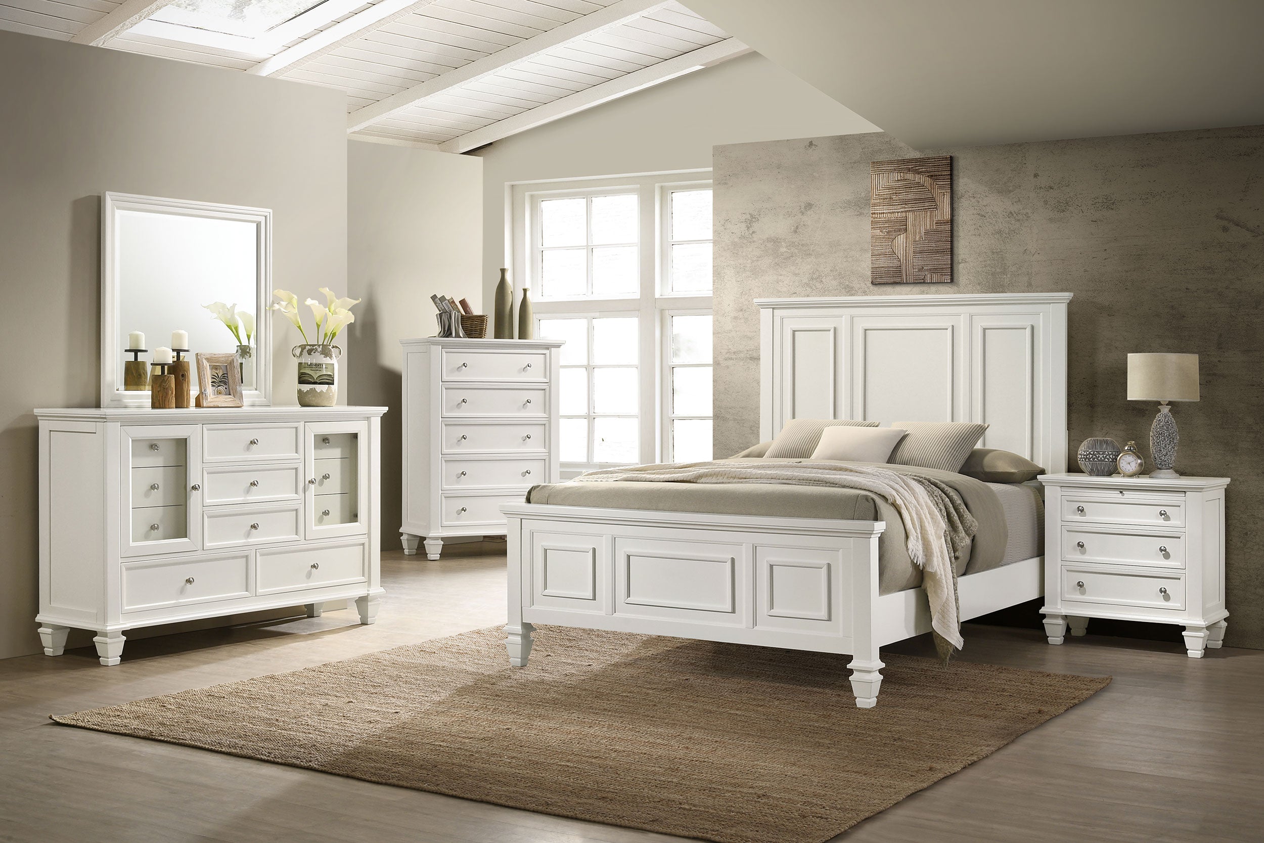 Dar Furniture - Coaster - Sandy Beach 5-piece California King Bedroom Set Cream White - 201301KWN-S5