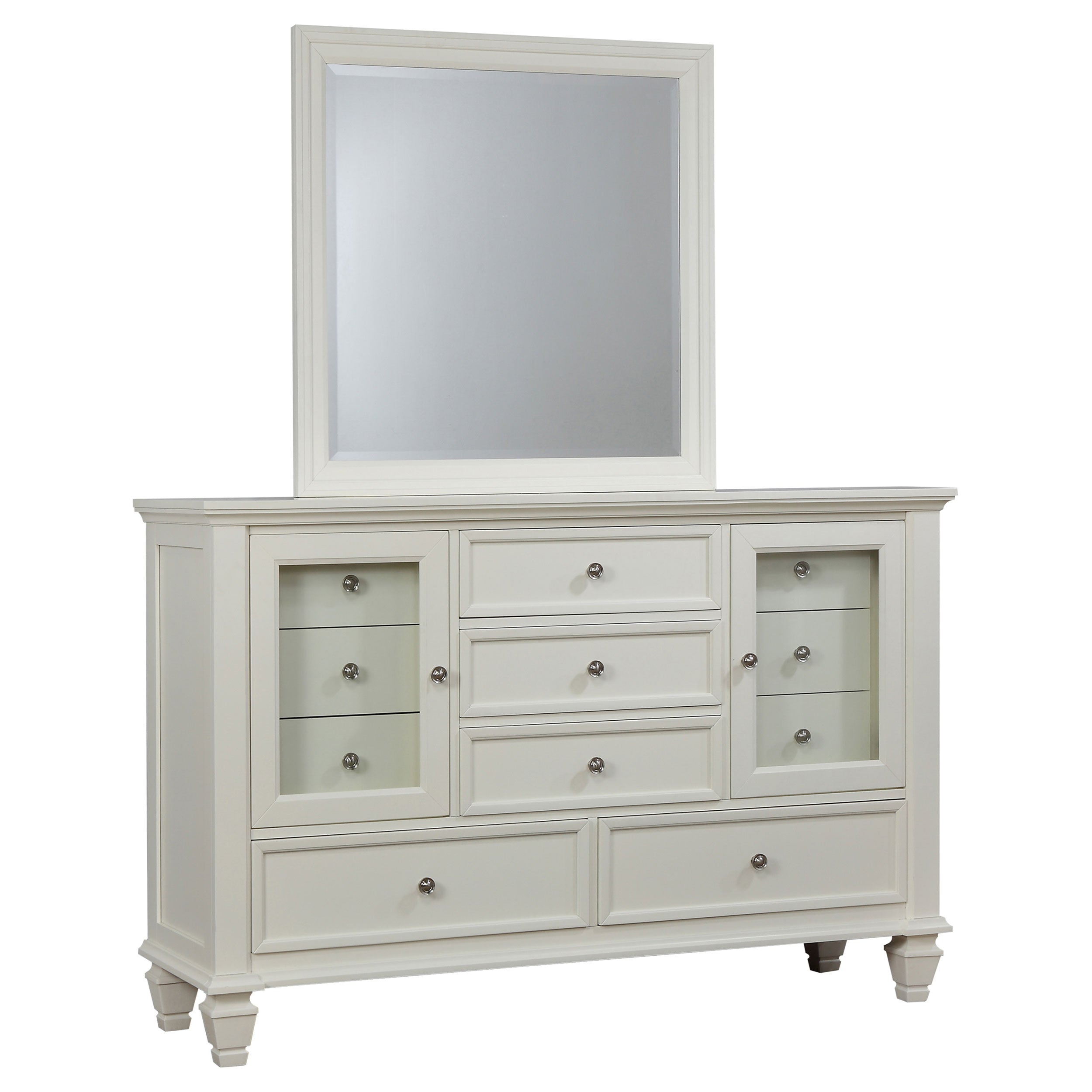 Dar Furniture - Coaster - Sandy Beach 11-drawer Dresser with Mirror Cream White - 201303M
