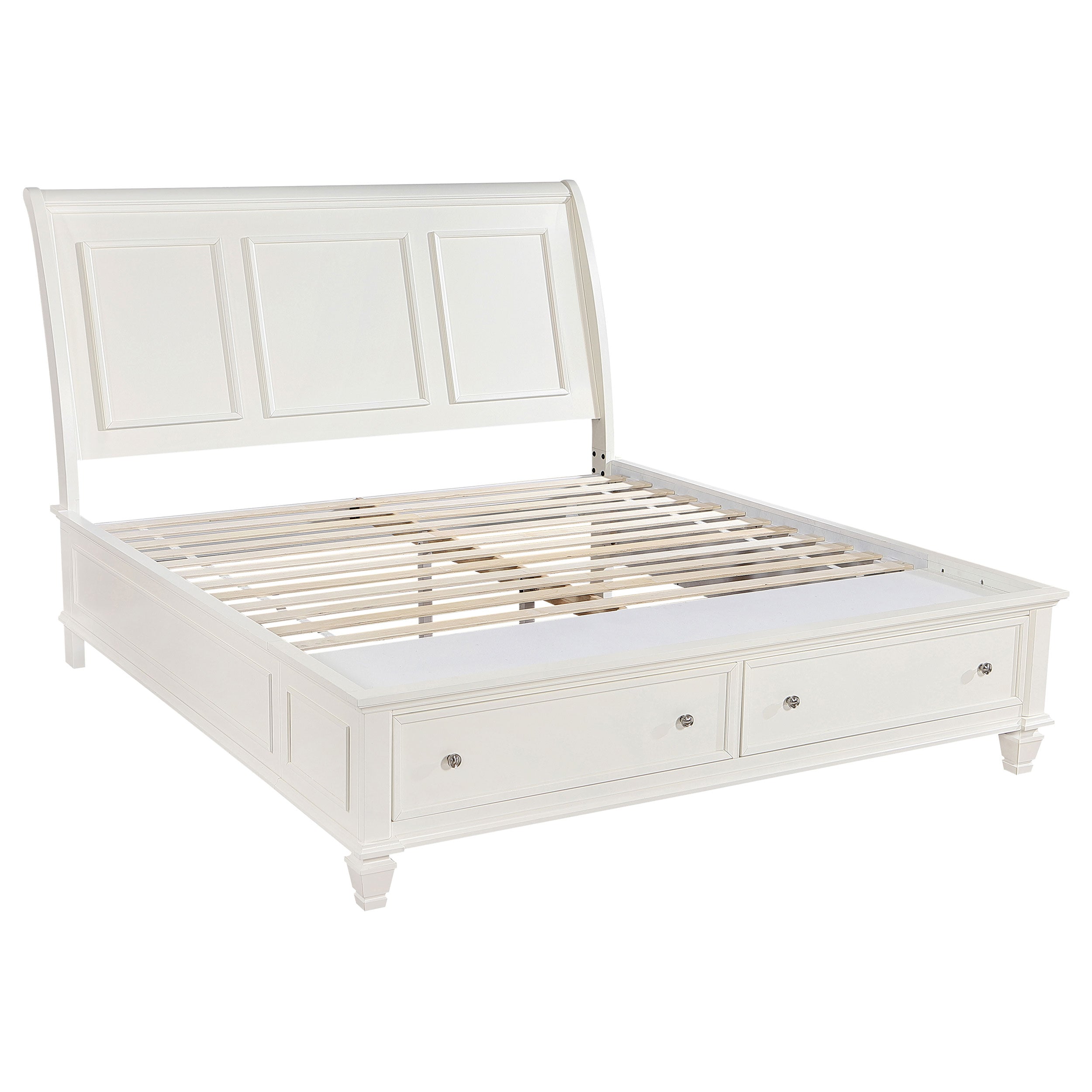 Dar Furniture - Coaster - Sandy Beach Wood Eastern King Storage Panel Bed Cream White - 201309KE