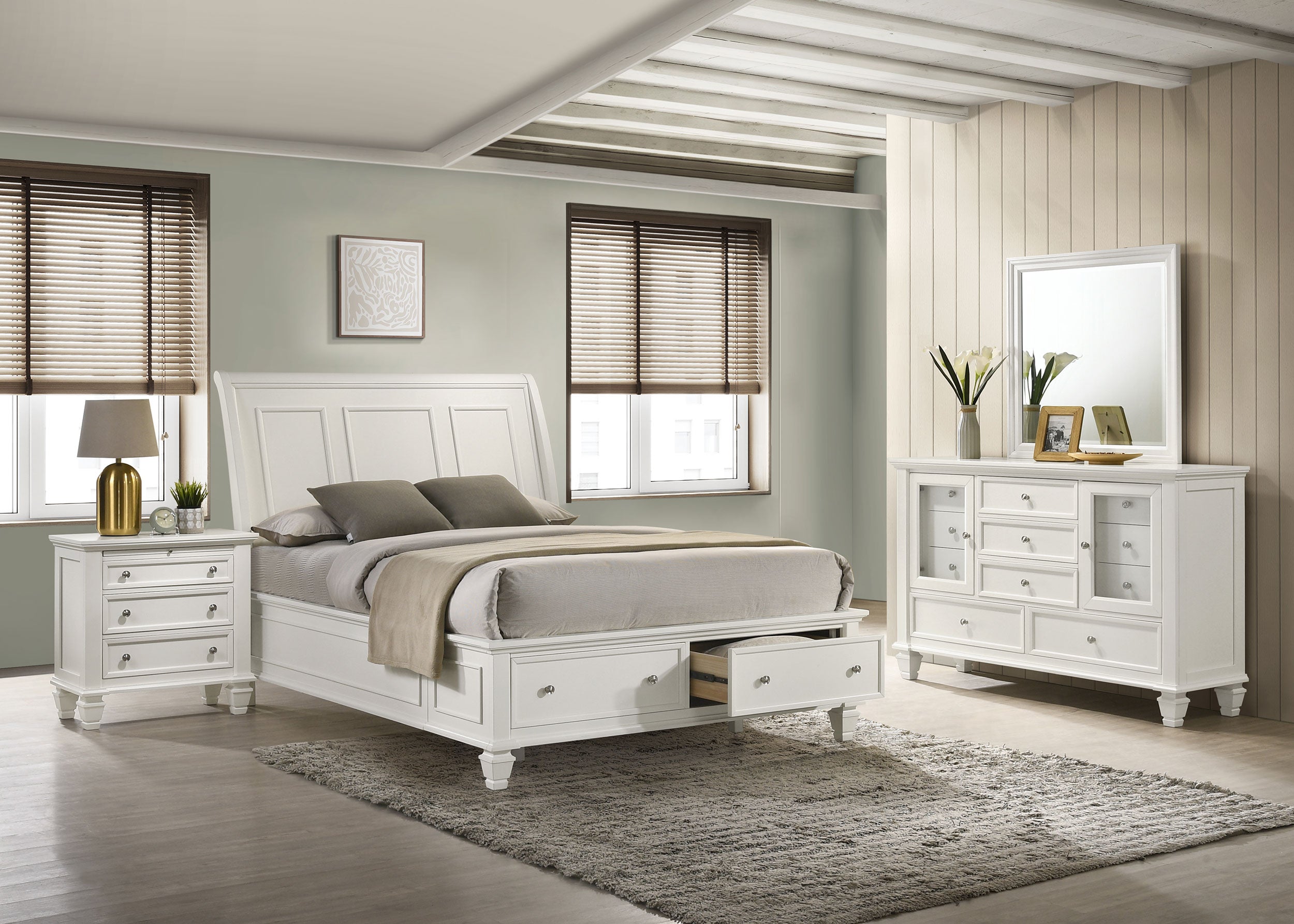 Dar Furniture - Coaster - Sandy Beach 4-piece Queen Bedroom Set Cream White - 201309Q-S4