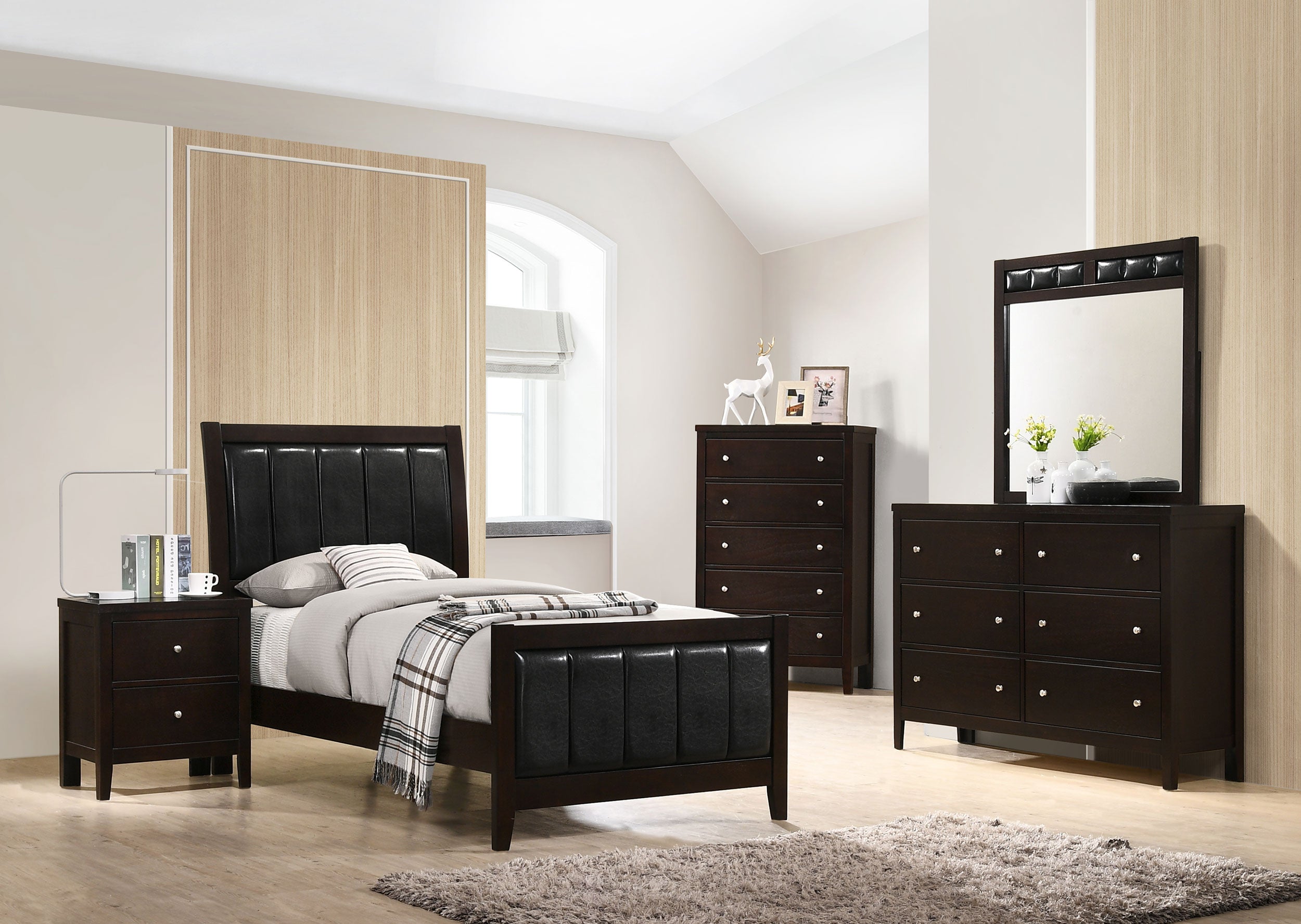 Dar Furniture - Coaster - Carlton 5-piece Twin Bedroom Set Cappuccino - 202091T-S5