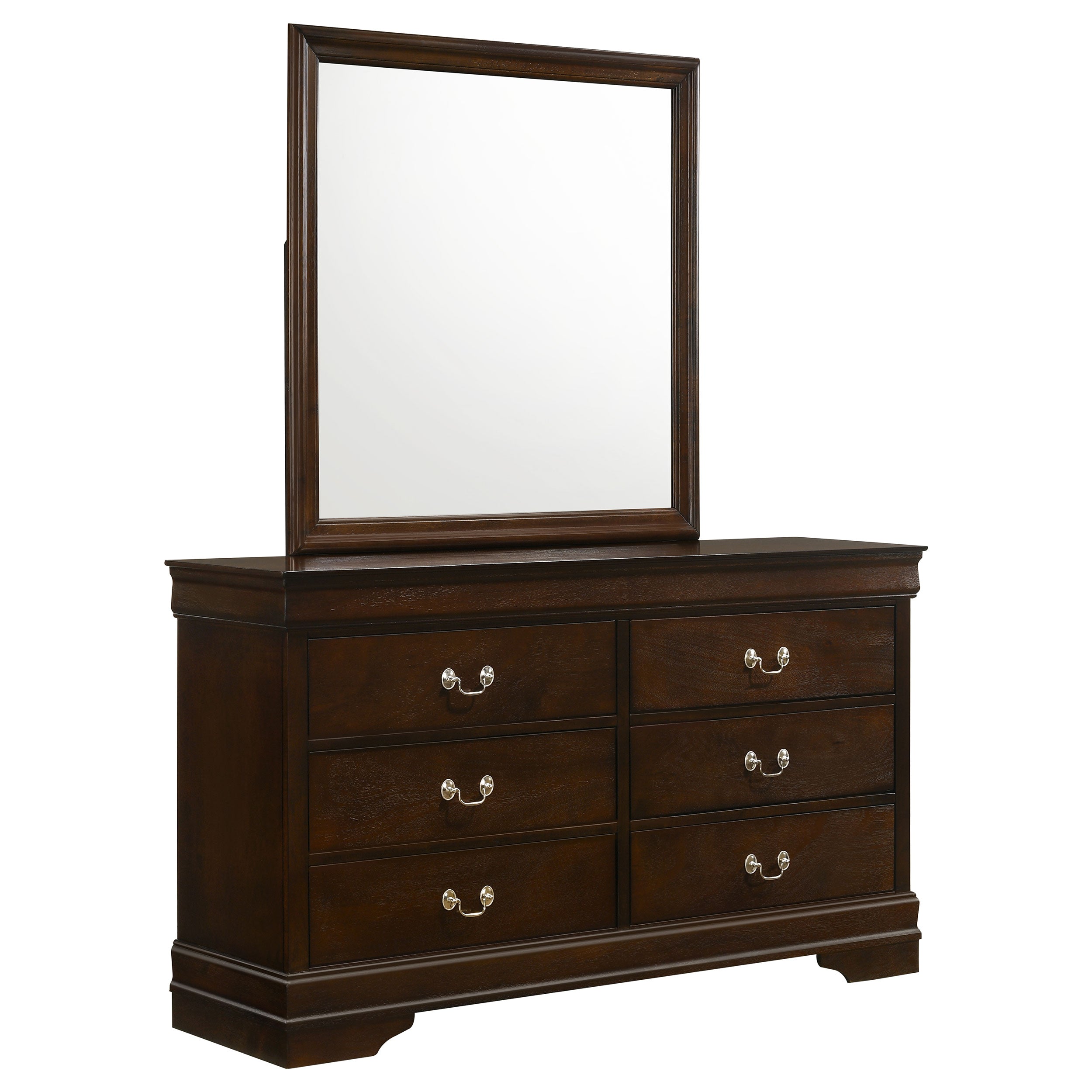 Dar Furniture - Coaster - Louis Philippe 6-drawer Dresser with Mirror Cappuccino - 202413M