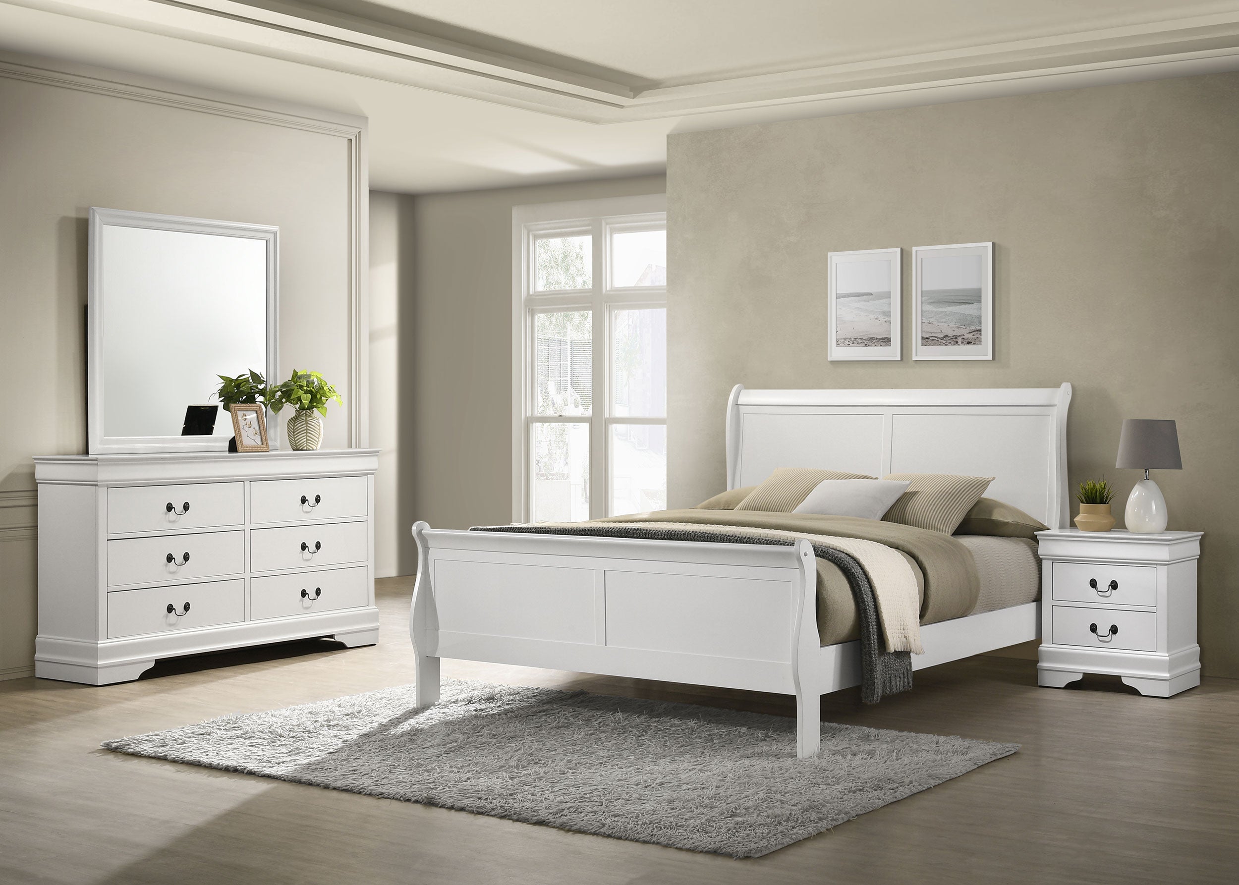 Dar Furniture - Coaster - Louis Philippe 4-piece Eastern King Bedroom Set White - 202441KE-S4