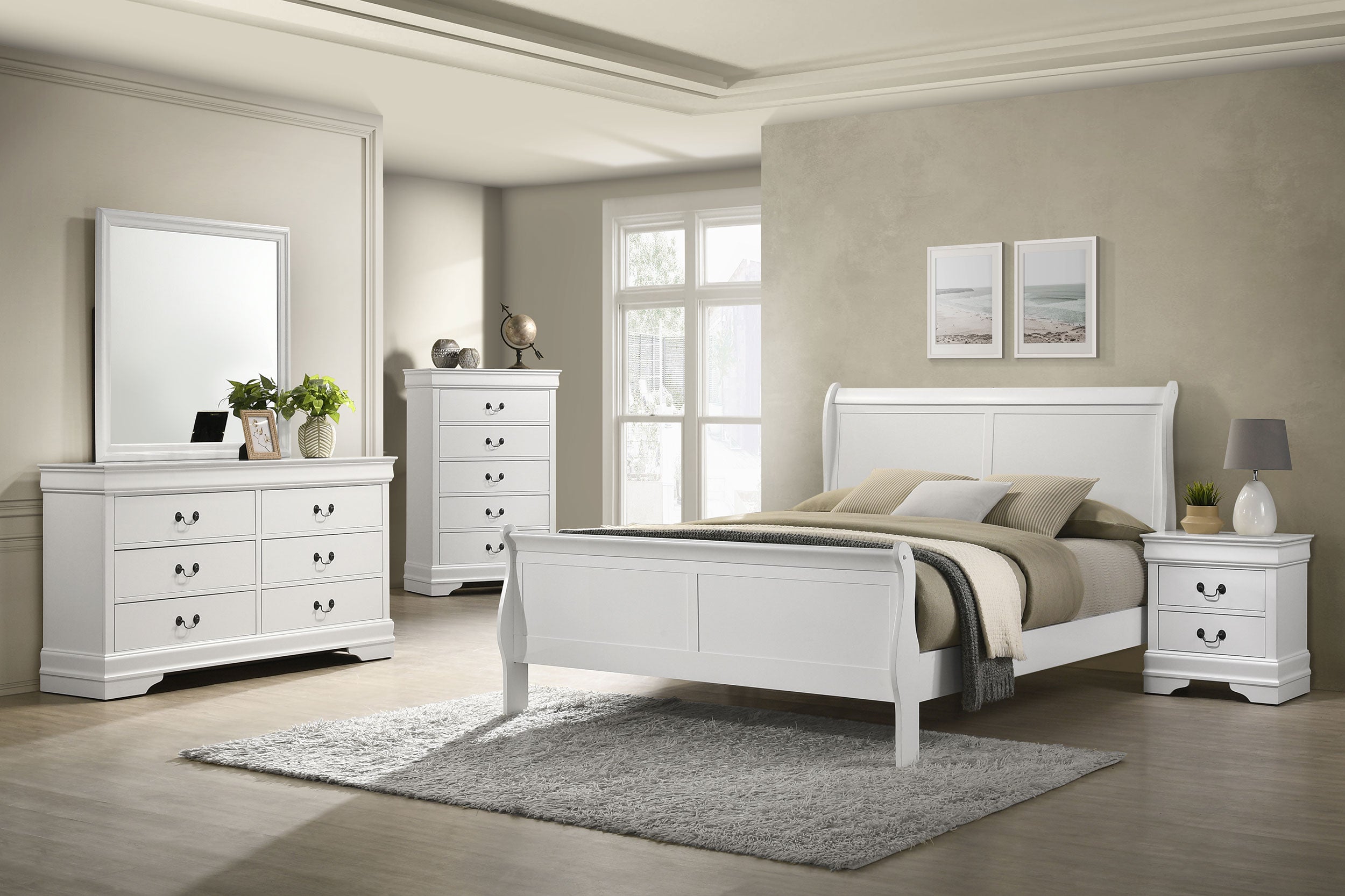 Dar Furniture - Coaster - Louis Philippe 5-piece Eastern King Bedroom Set White - 202441KE-S5