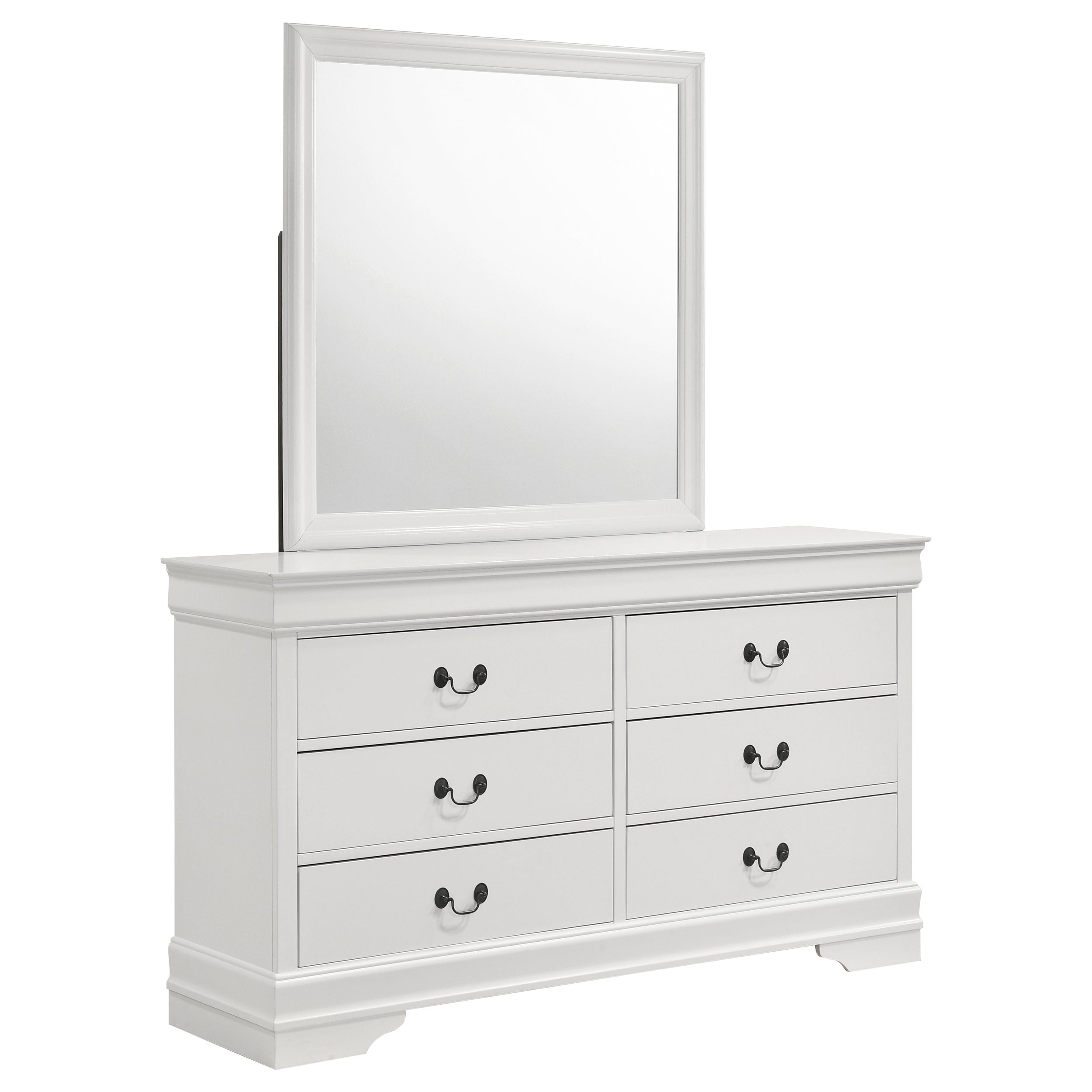 Dar Furniture - Coaster - Louis Philippe 6-drawer Dresser and Mirror White - 202443M