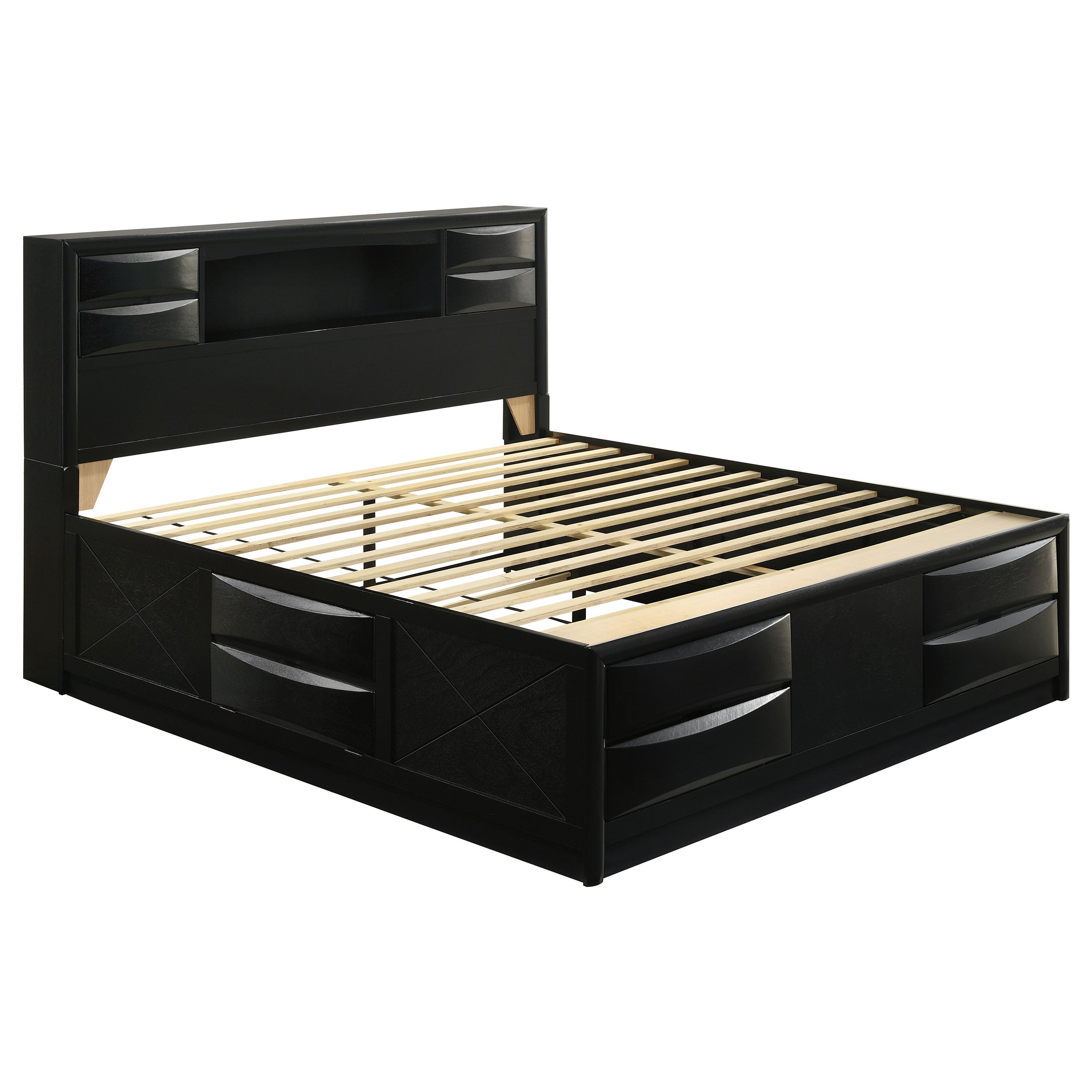 Dar Furniture - Coaster - Briana Wood Eastern King Storage Bookcase Bed Black - 202701KE