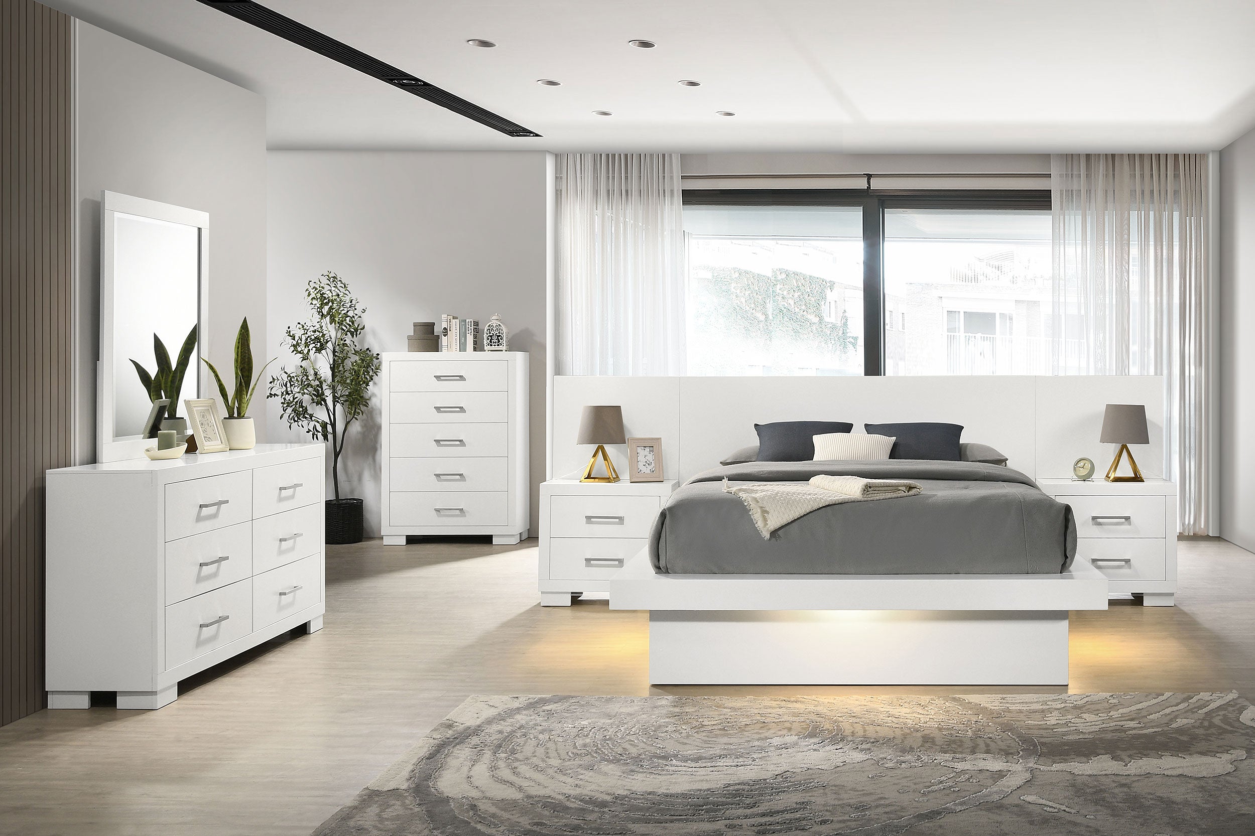 Dar Furniture - Coaster - Jessica 6-piece Queen LED Bedroom Set Snow White - 202990Q-S6P