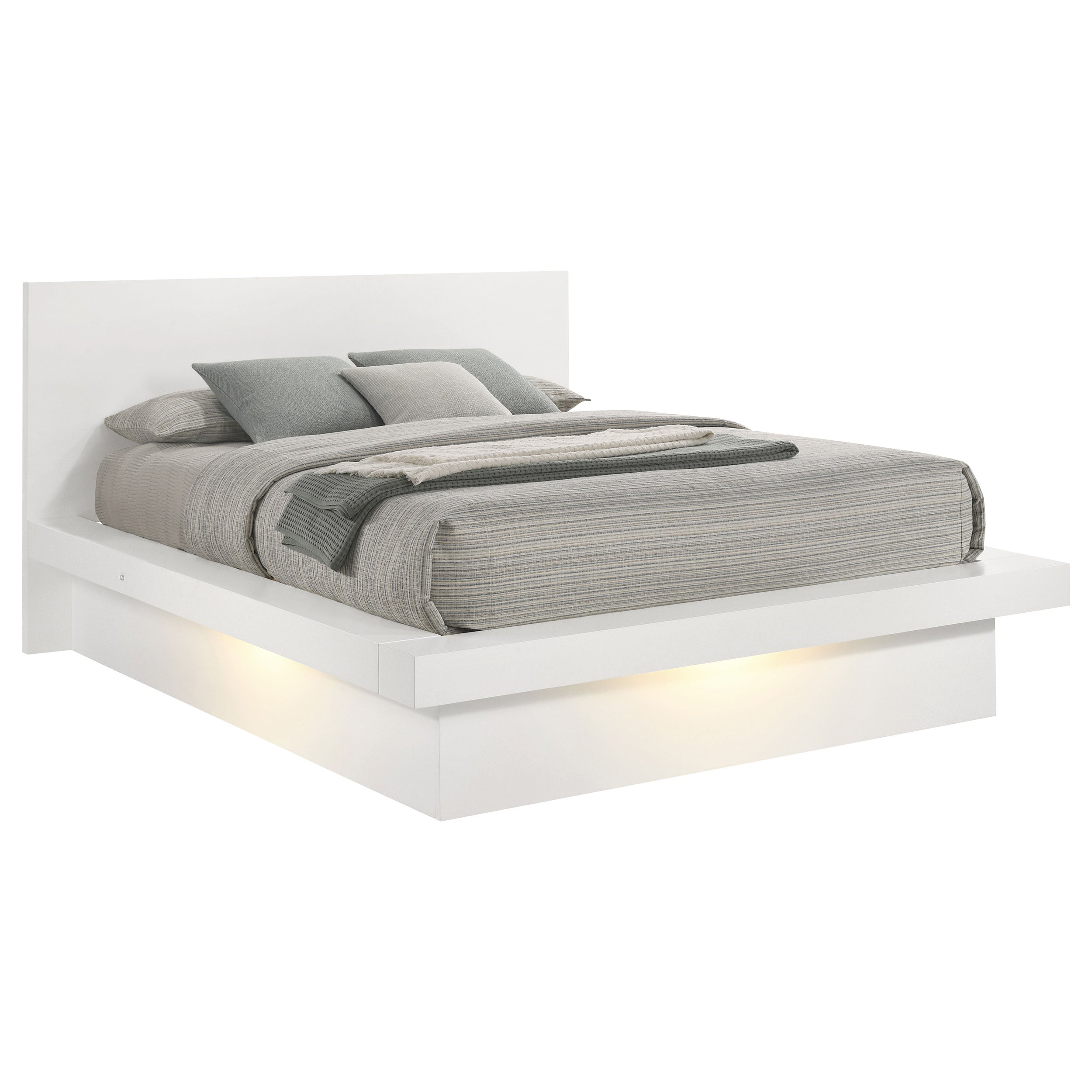 Dar Furniture - Coaster - Jessica Wood Queen LED Panel Bed Snow White - 202990Q