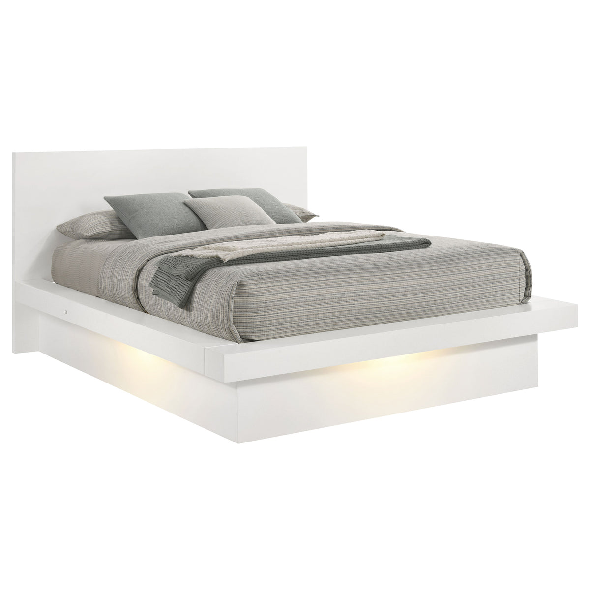 Dar Furniture - Coaster - Jessica Wood Queen LED Panel Bed Snow White - 202990Q