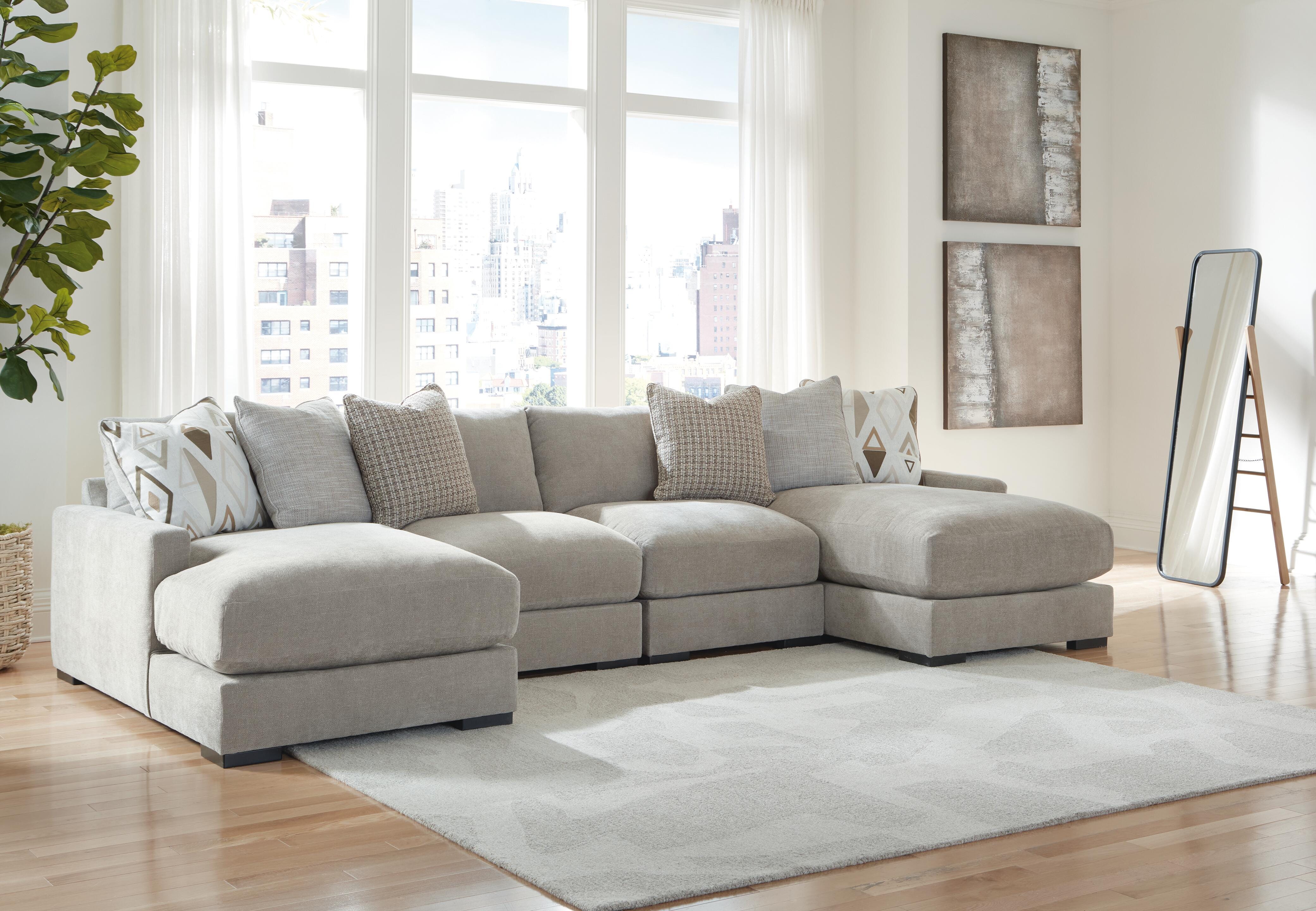 Dar Furniture - Ashley Furniture - Aslan Court 4-Piece Sofa Pit Sectional - RAF 4-Piece Sofa Pit Sectional / Flax - 20305S5