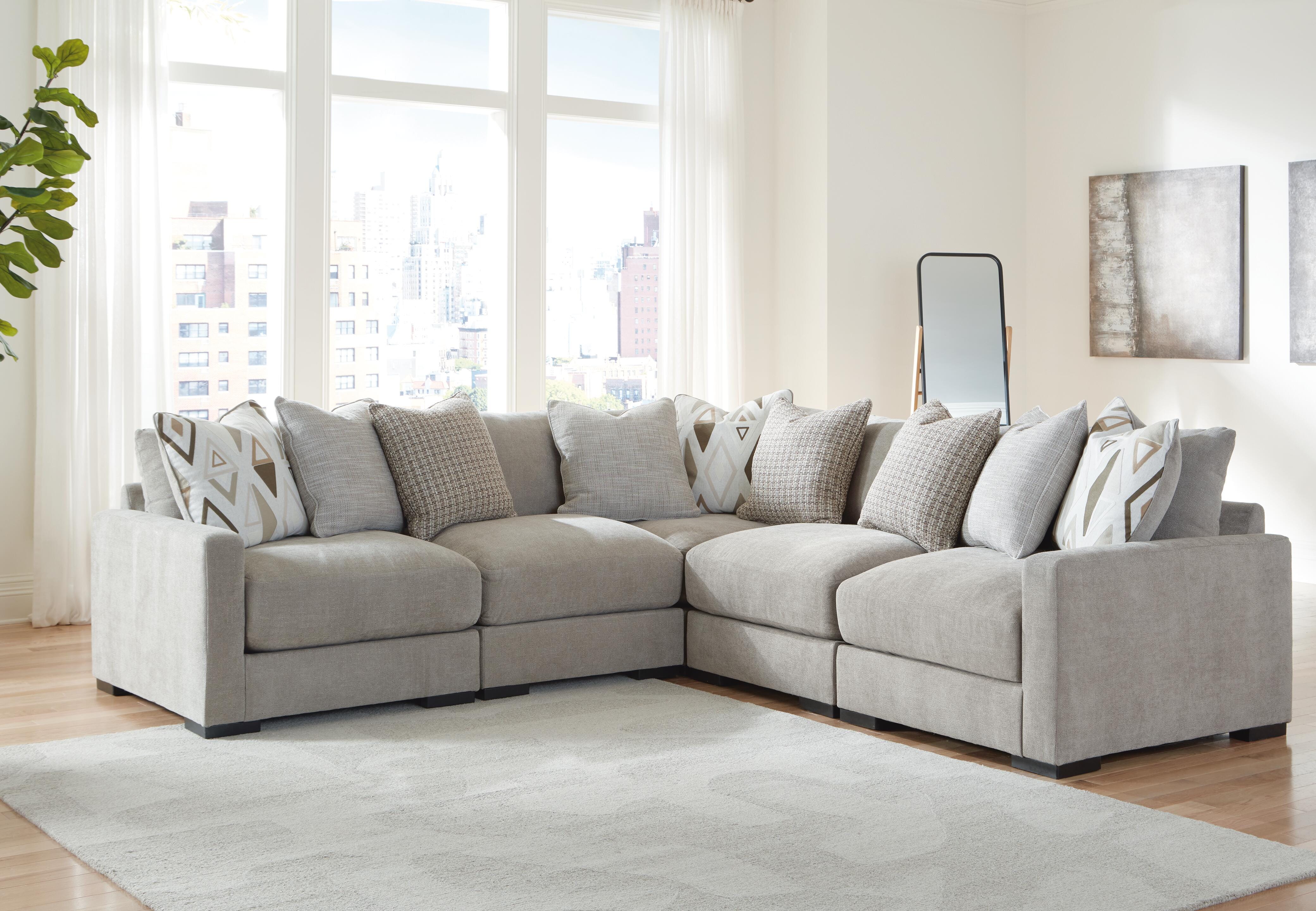 Dar Furniture - Ashley Furniture - Aslan Court 5-Piece Sectional - RAF 5-Piece Sectional / Flax - 20305S6