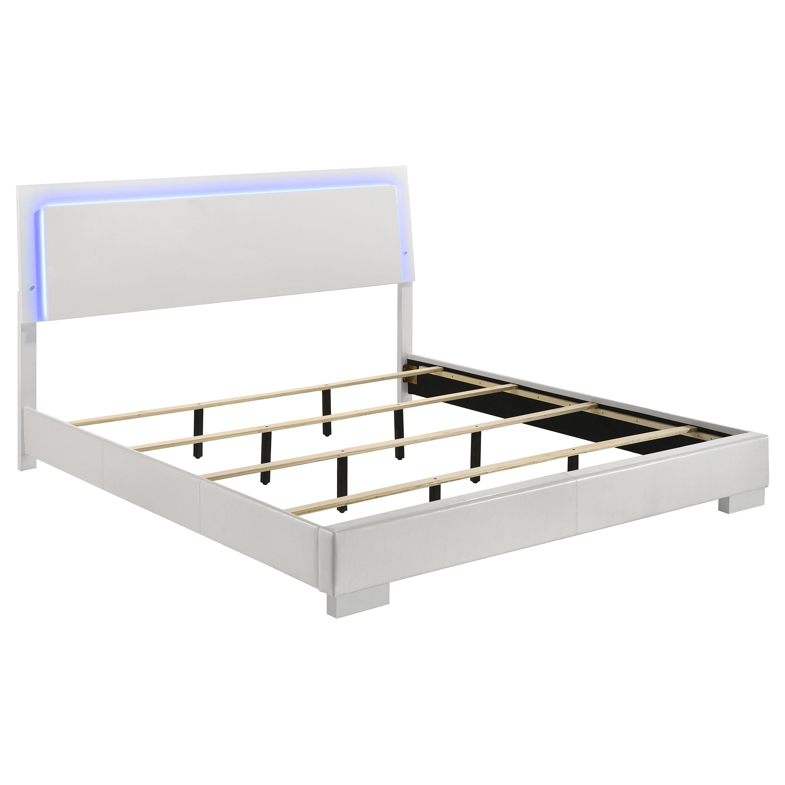 Dar Furniture - Coaster - Felicity Wood Eastern King LED Panel Bed White High Gloss - 203500KE