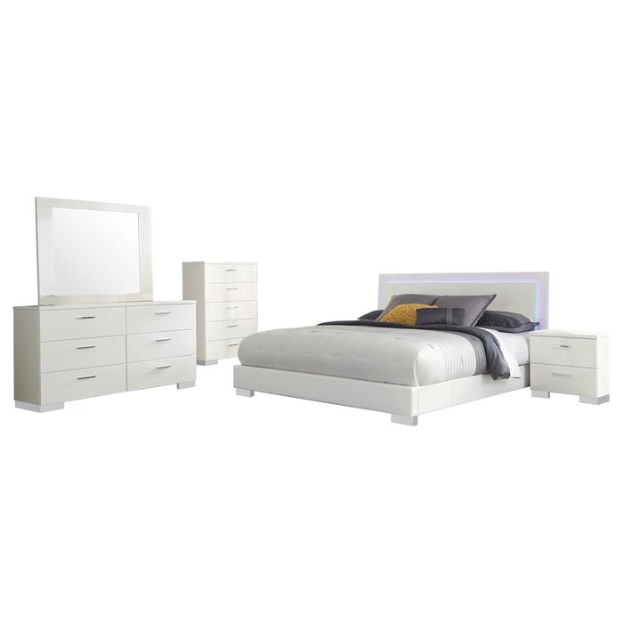 Felicity 5-piece California King Bedroom Set White Gloss