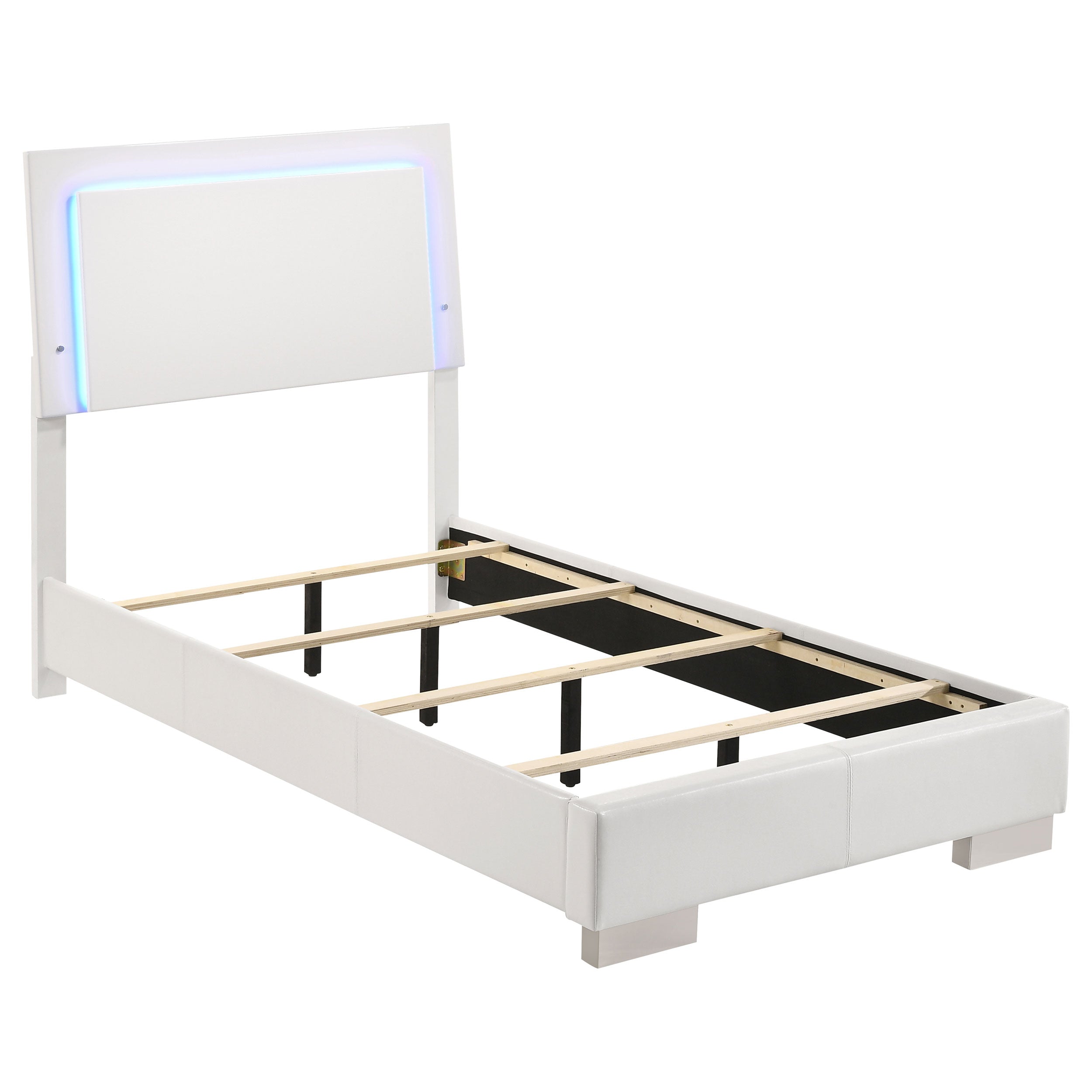 Dar Furniture - Coaster - Felicity Wood Twin LED Panel Bed White High Gloss - 203500T