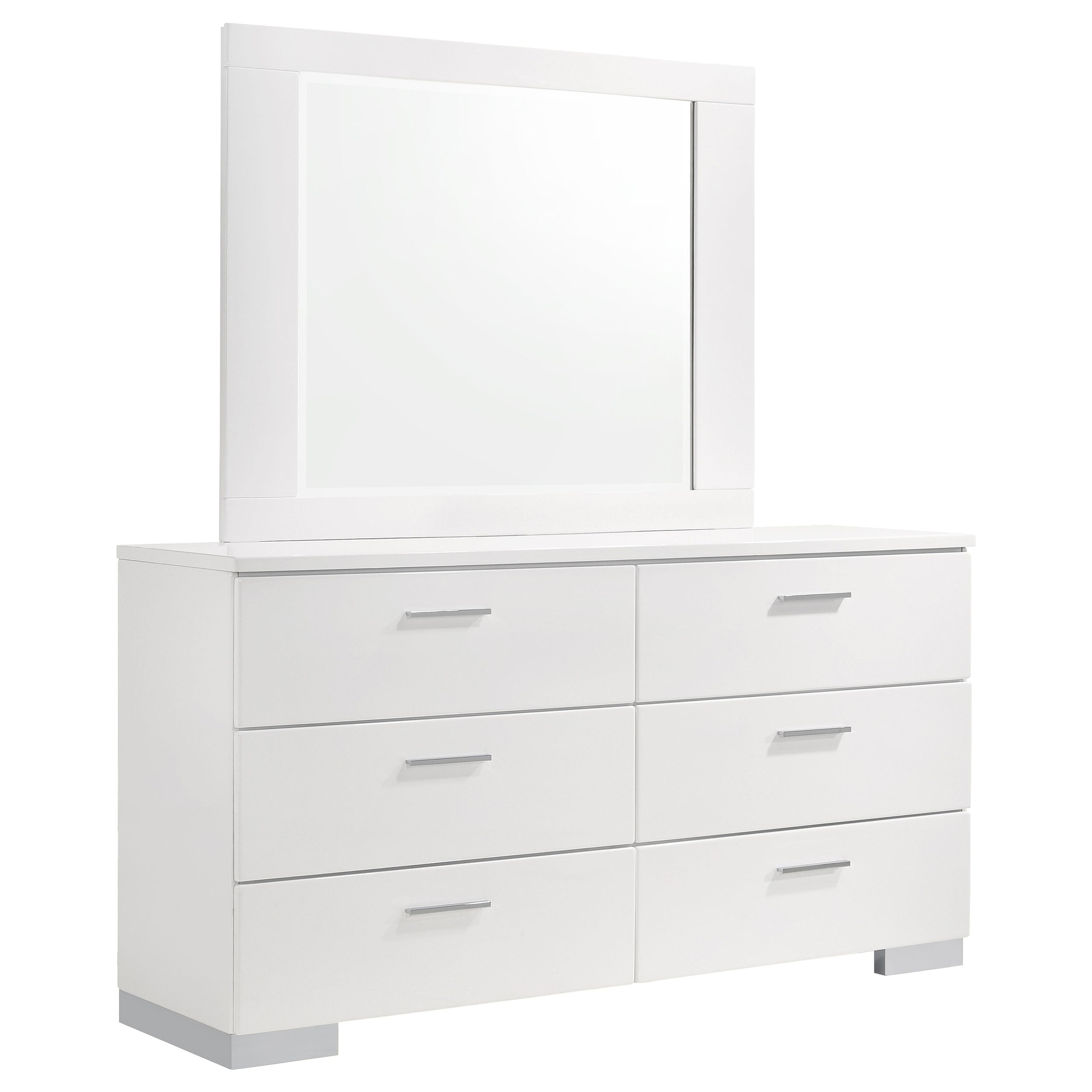 Dar Furniture - Coaster - Felicity 6-drawer Wood Dresser with Mirror White High Gloss - 203503M