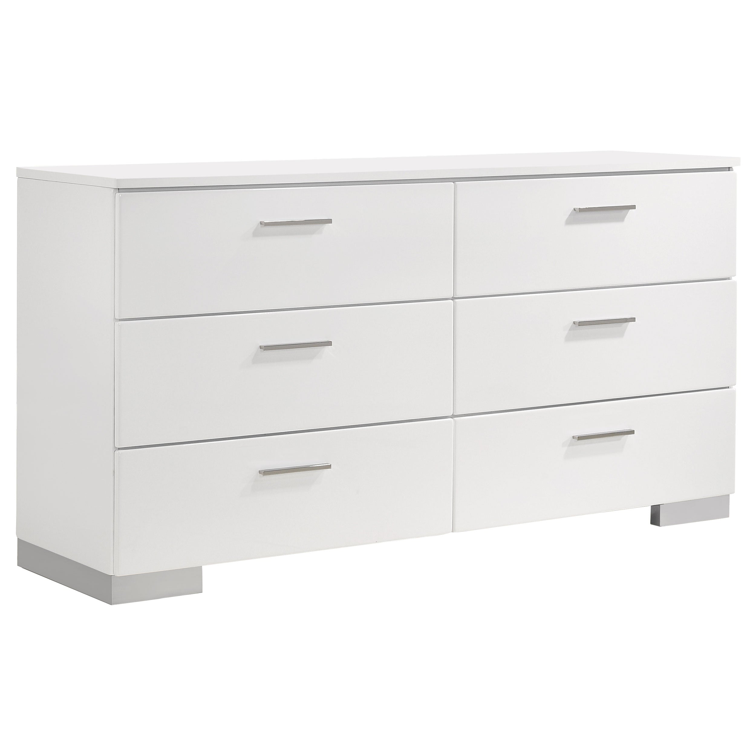 Dar Furniture - Coaster - Felicity 6-drawer Dresser White High Gloss - 203503