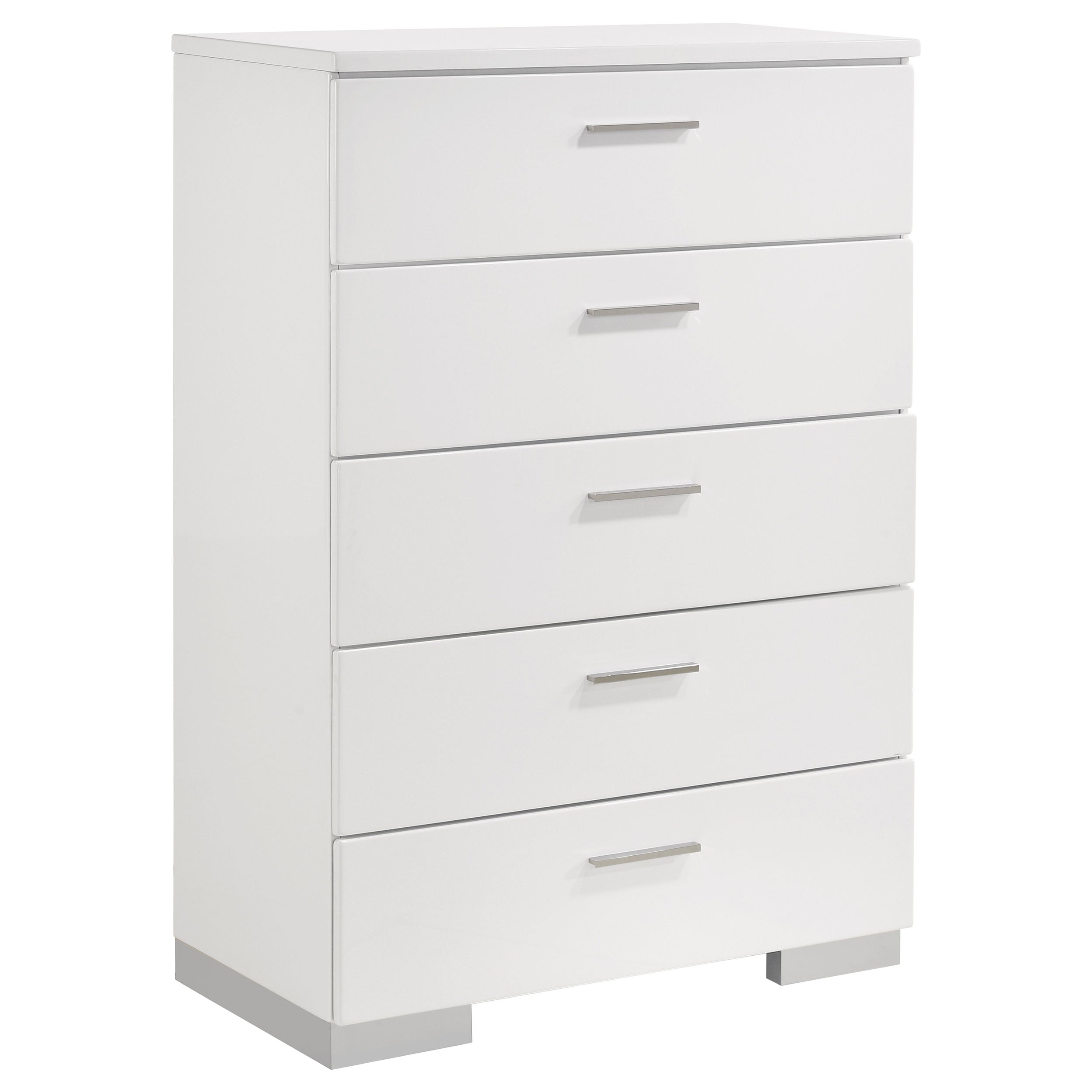 Dar Furniture - Coaster - Felicity 5-drawer Bedroom Chest White High Gloss - 203505