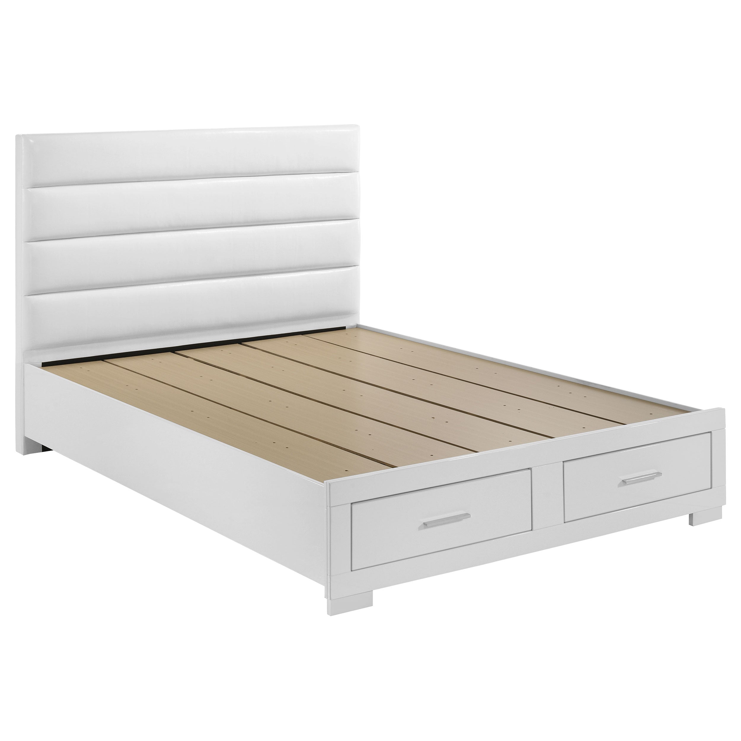 Dar Furniture - Coaster - Felicity Eastern King Storage Bed White High Gloss - 203510KE