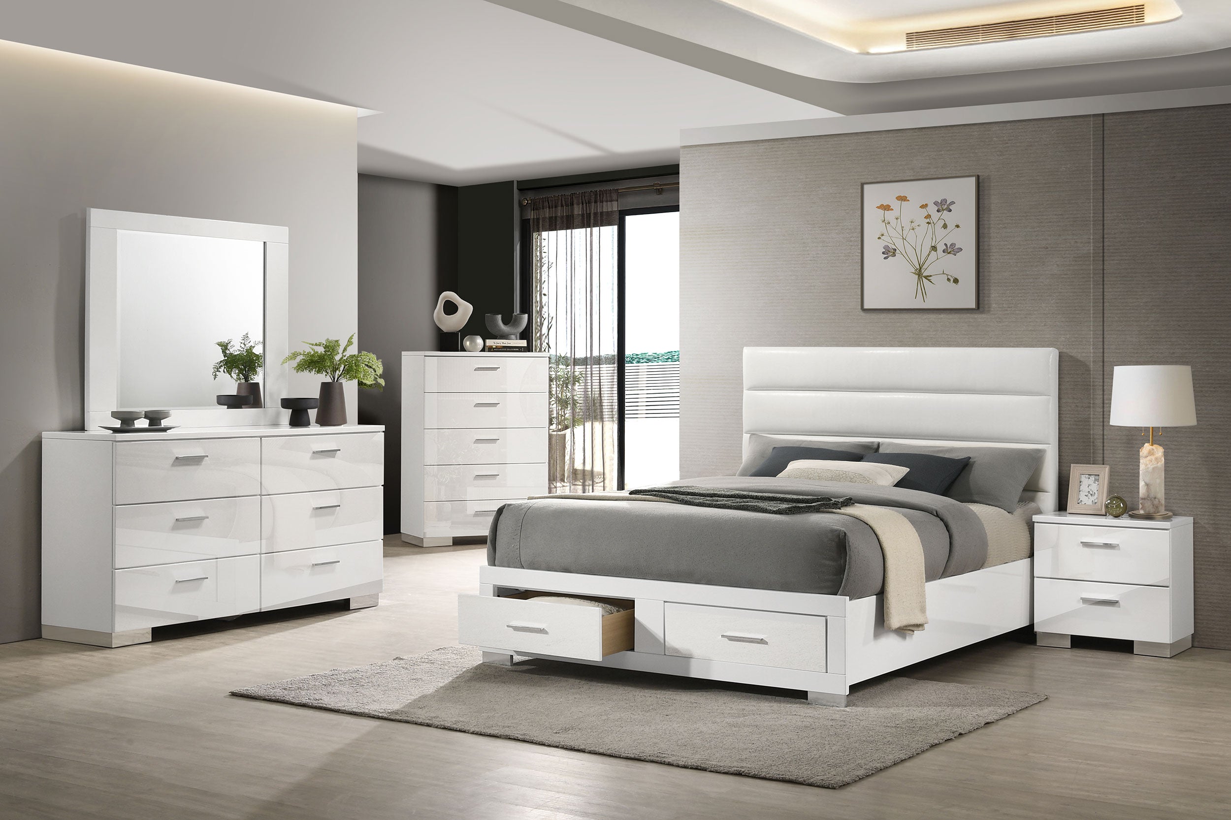 Dar Furniture - Coaster - Felicity 5-piece California King Platform Bedroom Set White - 203510KW-S5