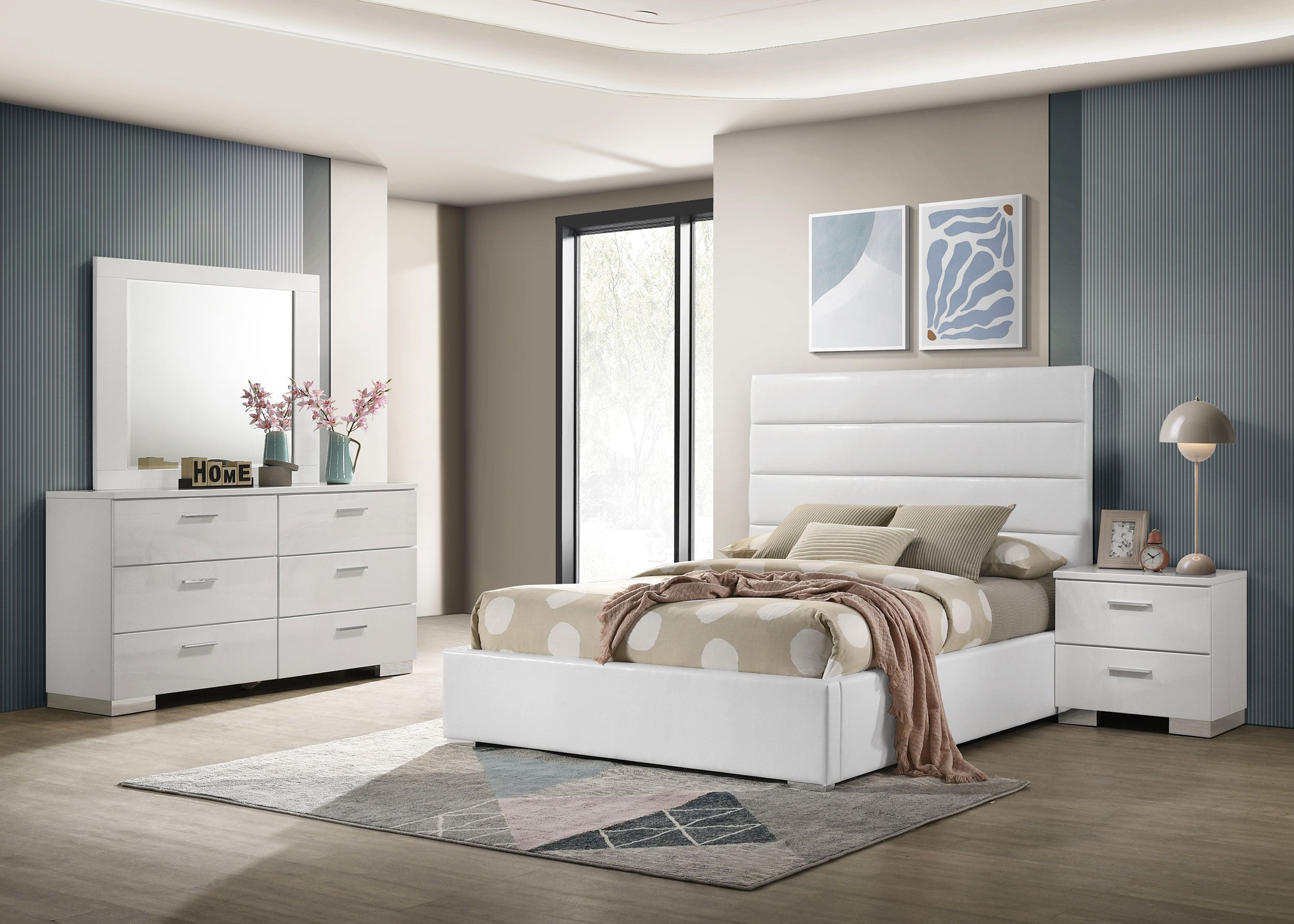 Dar Furniture - Coaster - Felicity 4-piece Full Bedroom Set White High Gloss - 203511F-S4