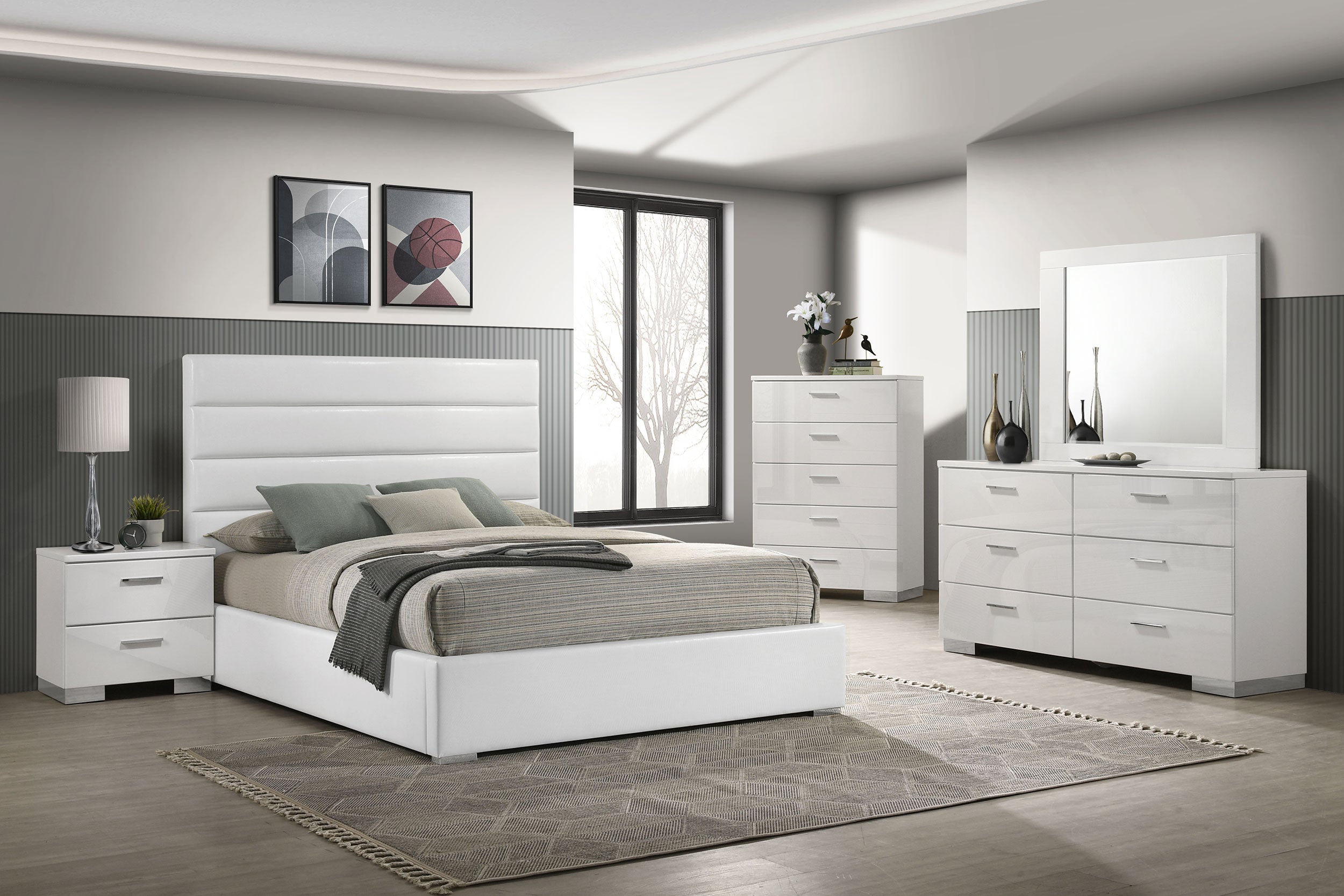 Felicity 53-inch Upholstered California King Bed White