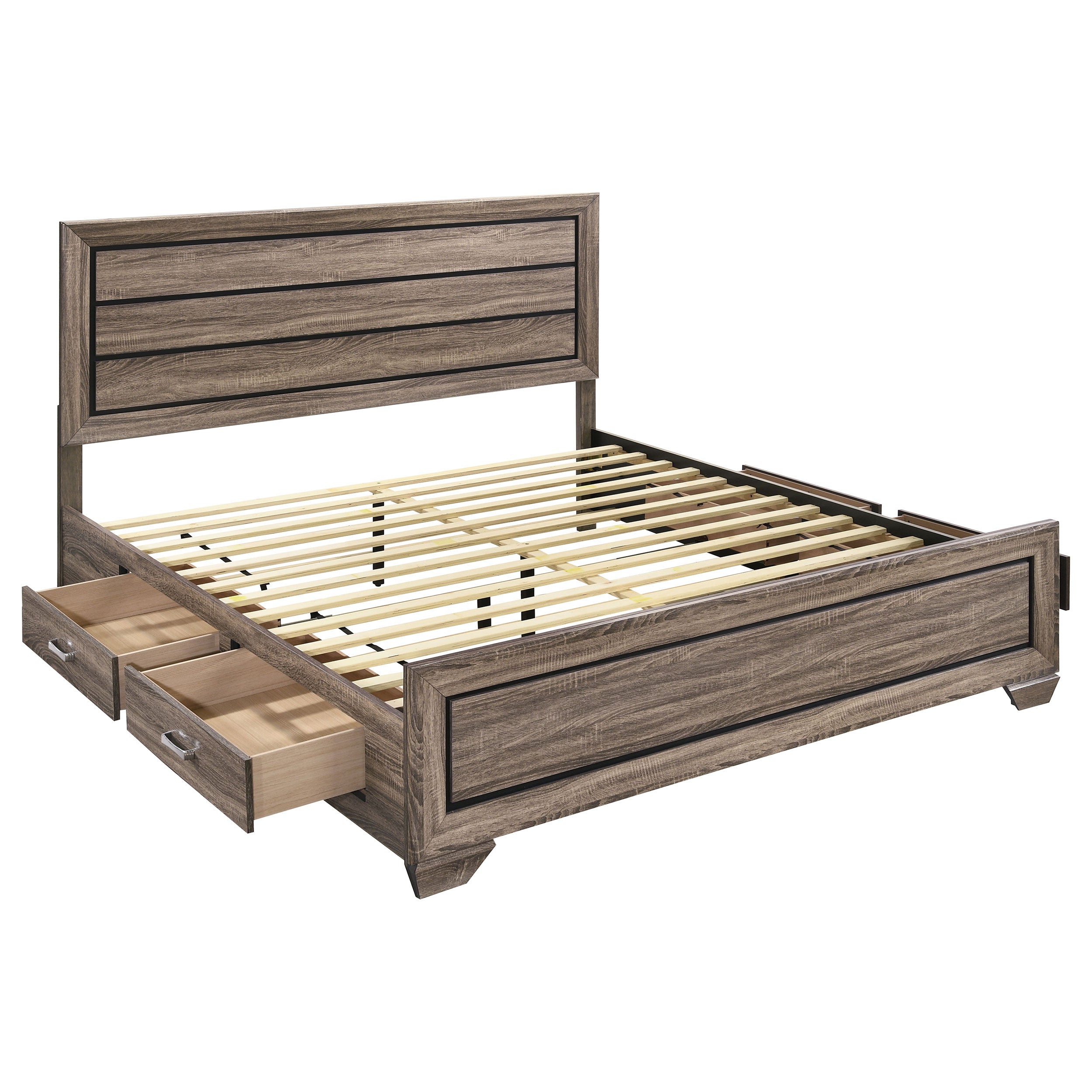 Dar Furniture - Coaster - Kauffman Wood Eastern King Storage Panel Bed Washed Taupe - 204190KE