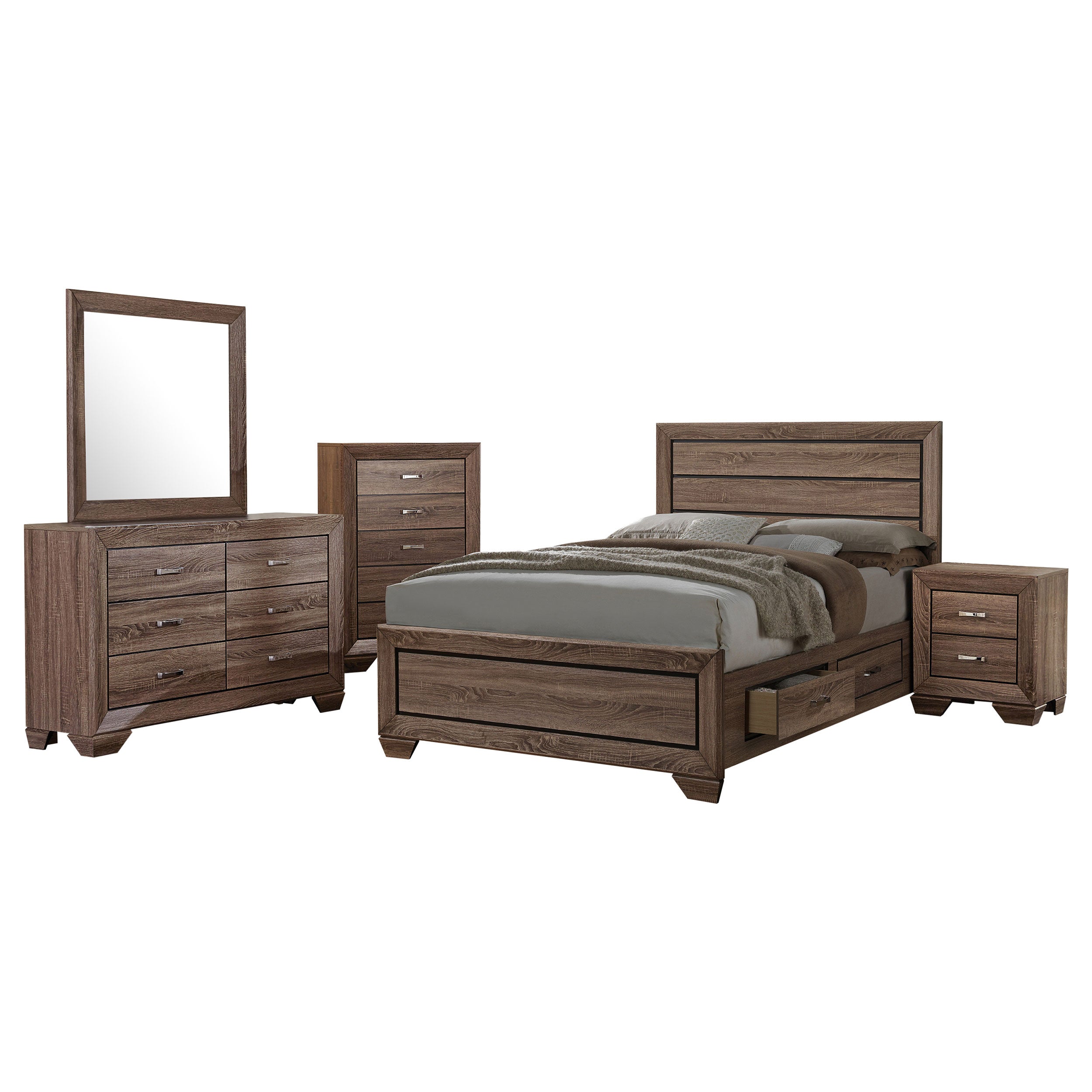 Dar Furniture - Coaster - Kauffman 5-piece California King Bedroom Set Washed Taupe - 204190KW-S5